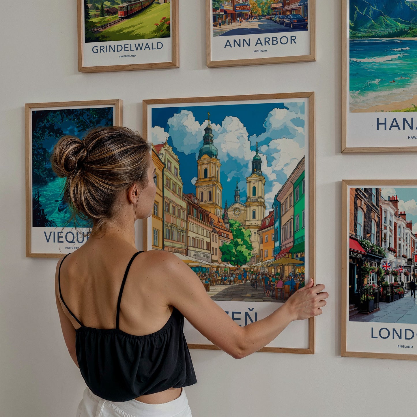 Plzen Poster - Czech Republic Travel Art - Lively City Street Wall Decor