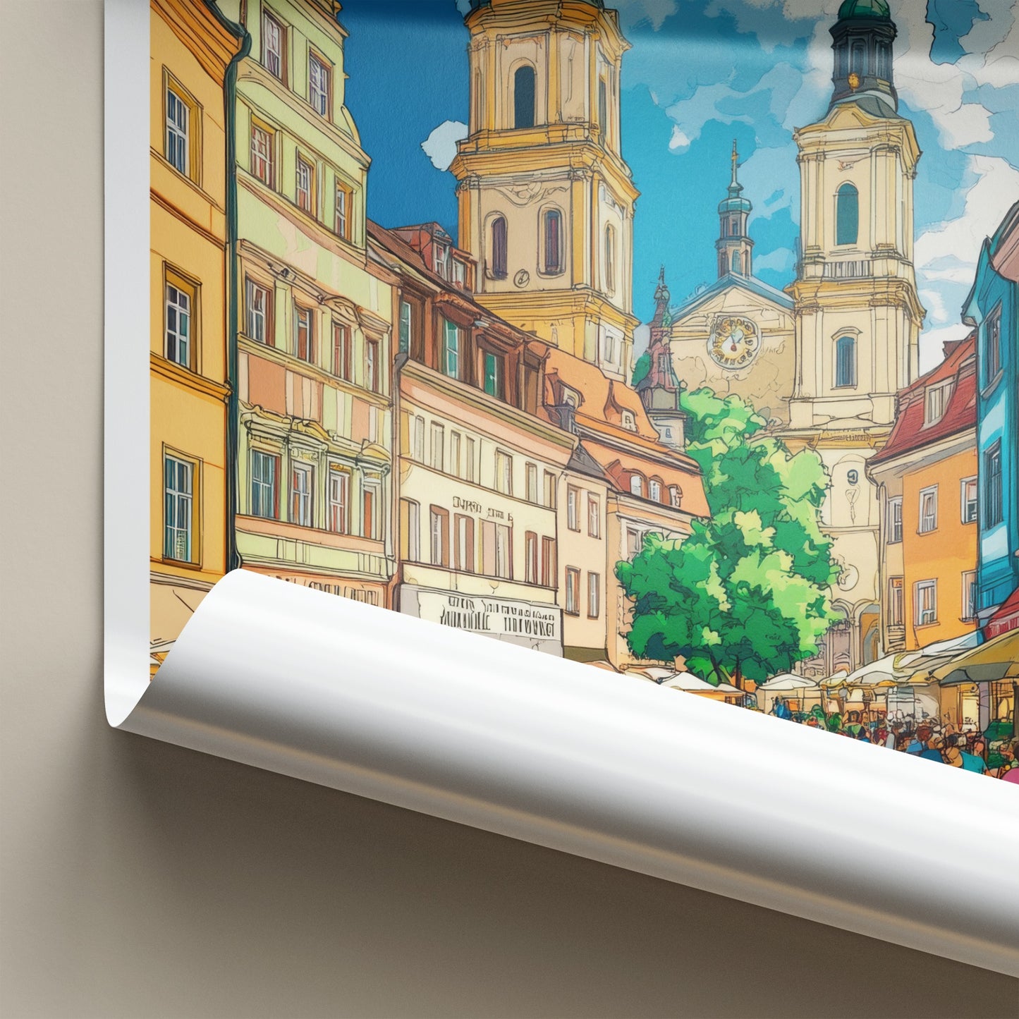 Plzen Poster - Czech Republic Travel Art - Lively City Street Wall Decor
