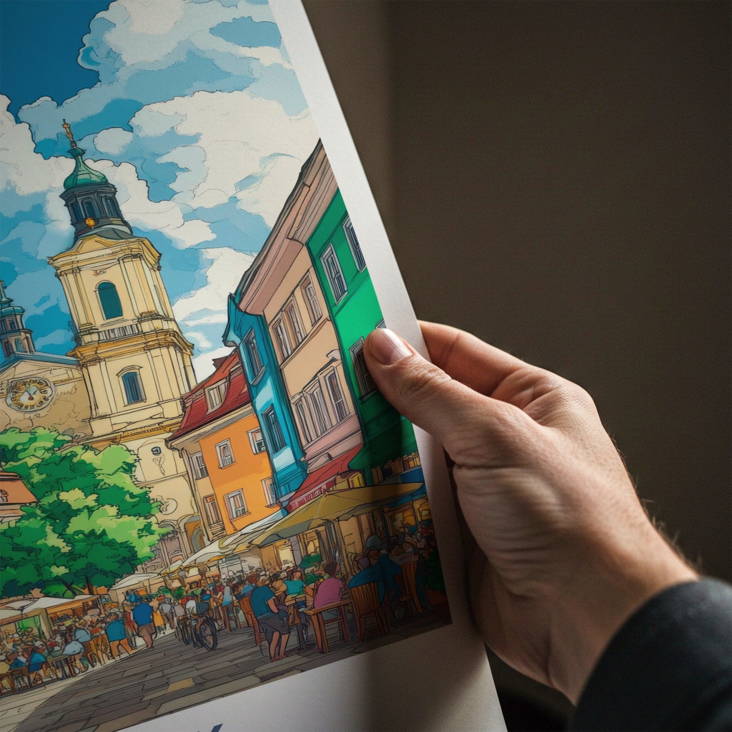 Plzen Poster - Czech Republic Travel Art - Lively City Street Wall Decor