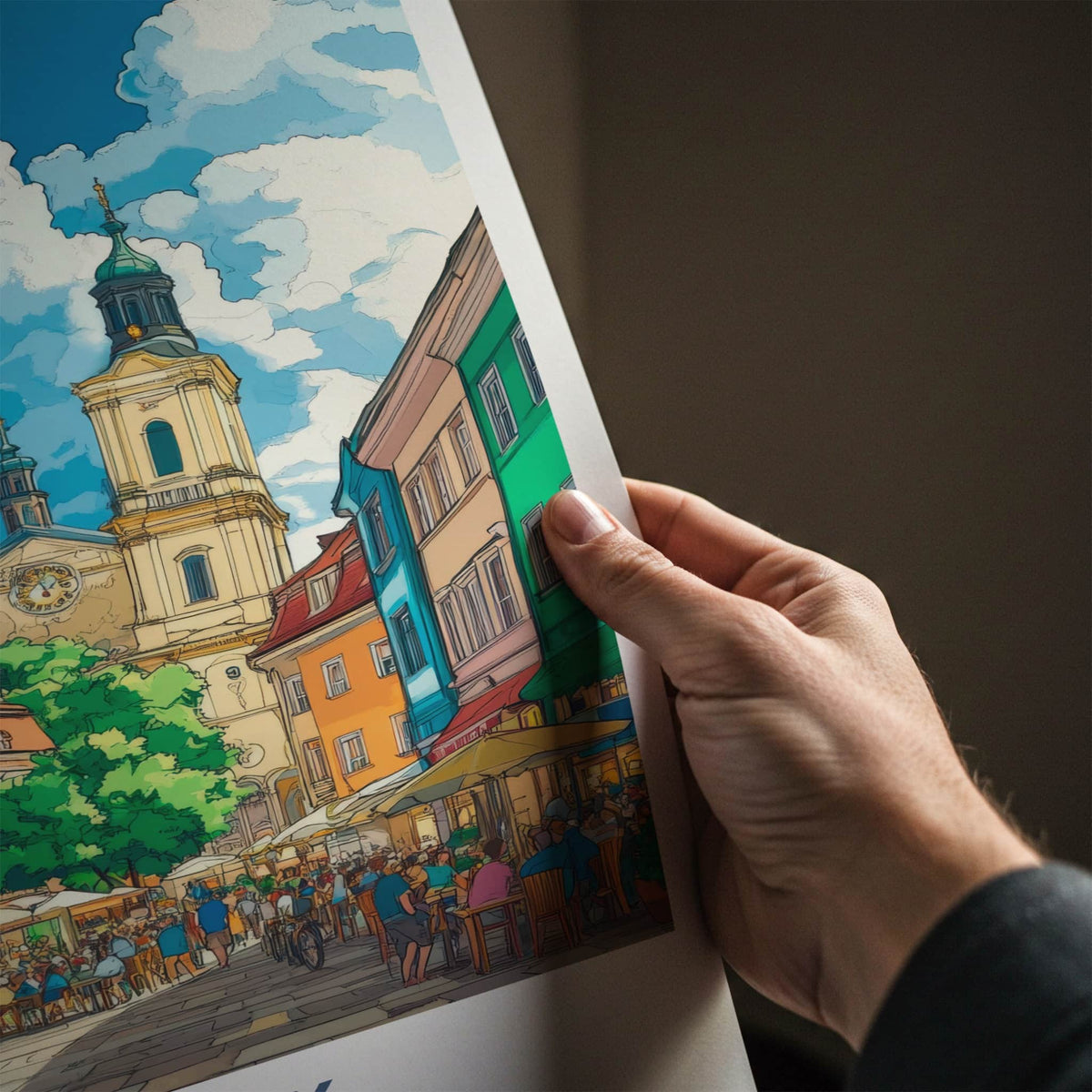 Plzen Poster - Czech Republic Travel Art - Lively City Street Wall Decor