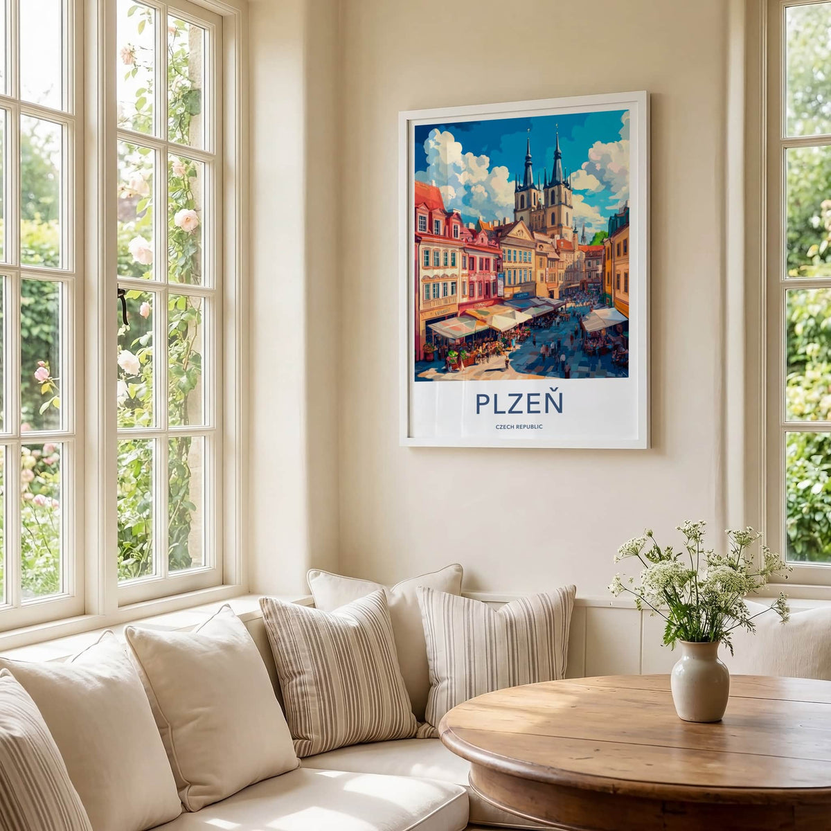 Plzen Poster - Czech Republic Travel Art - Vibrant City Square Home Decor