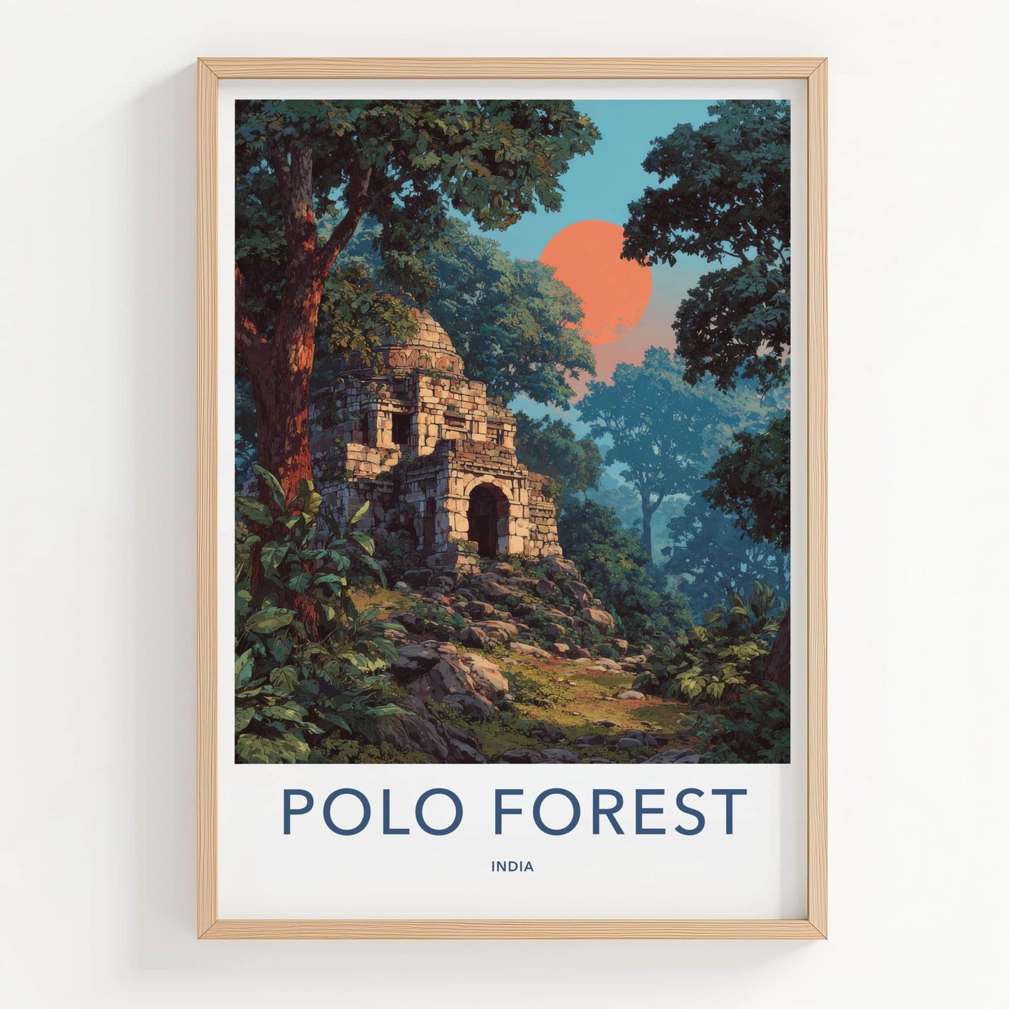 Polo Forest Poster - India Gujarat Ancient Ruins Travel Art Home Decor