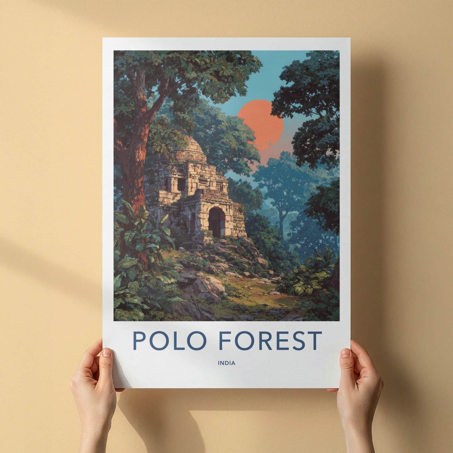 Polo Forest Poster - India Gujarat Ancient Ruins Travel Art Home Decor