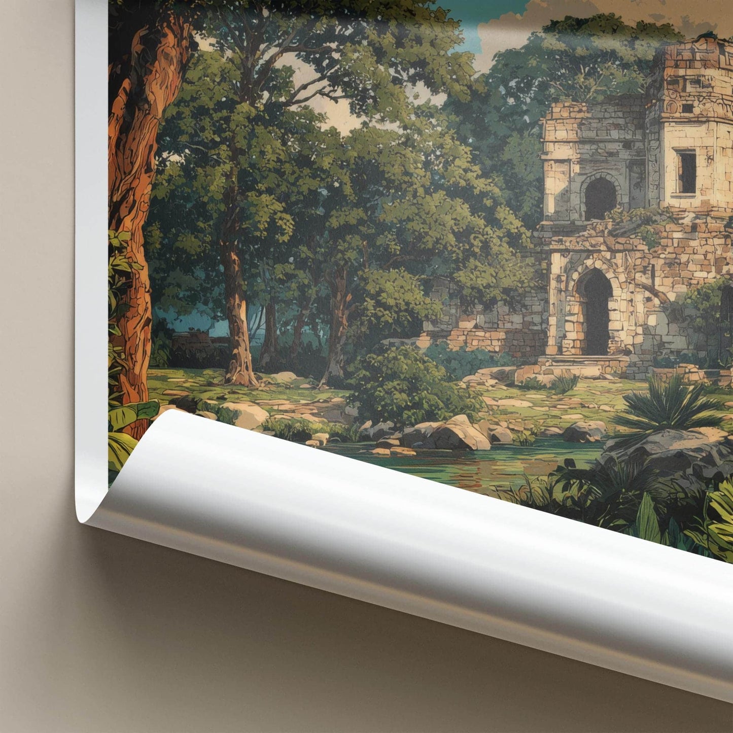Polo Forest Poster - India Travel Art - Gujarat Ancient Ruins Forest Home Decor