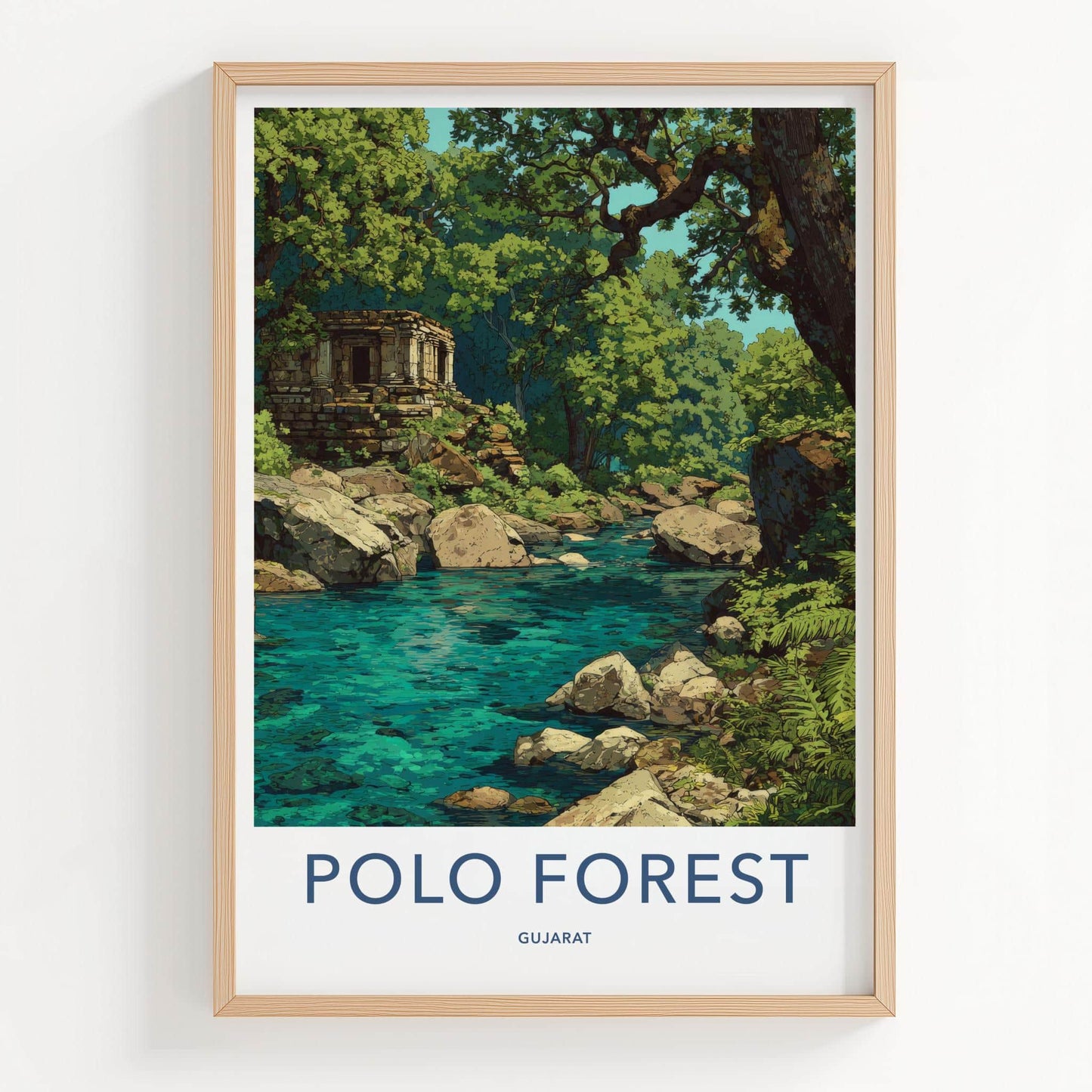 Polo Forest Poster - India Travel Art - Gujarat Ancient Ruins Home Decor