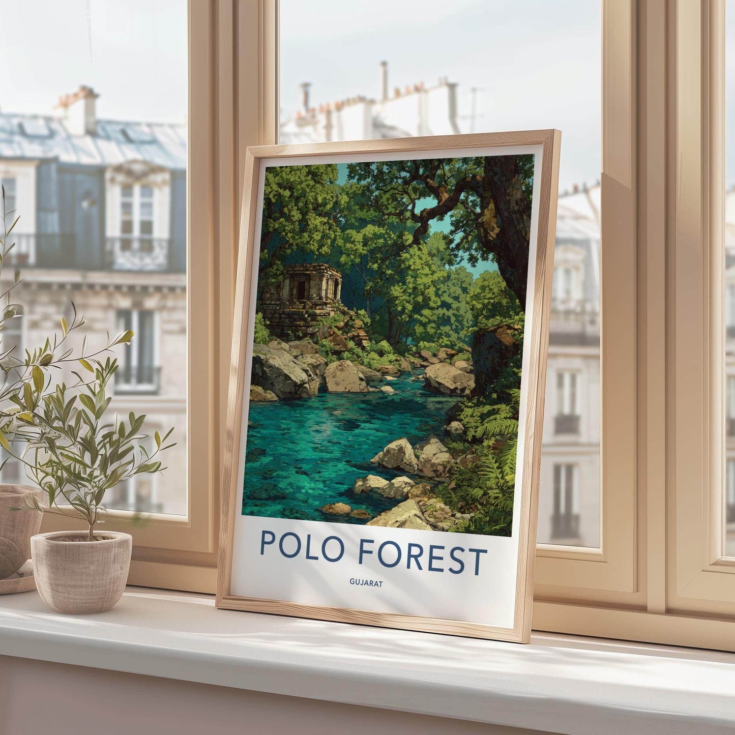 Polo Forest Poster - India Travel Art - Gujarat Ancient Ruins Home Decor