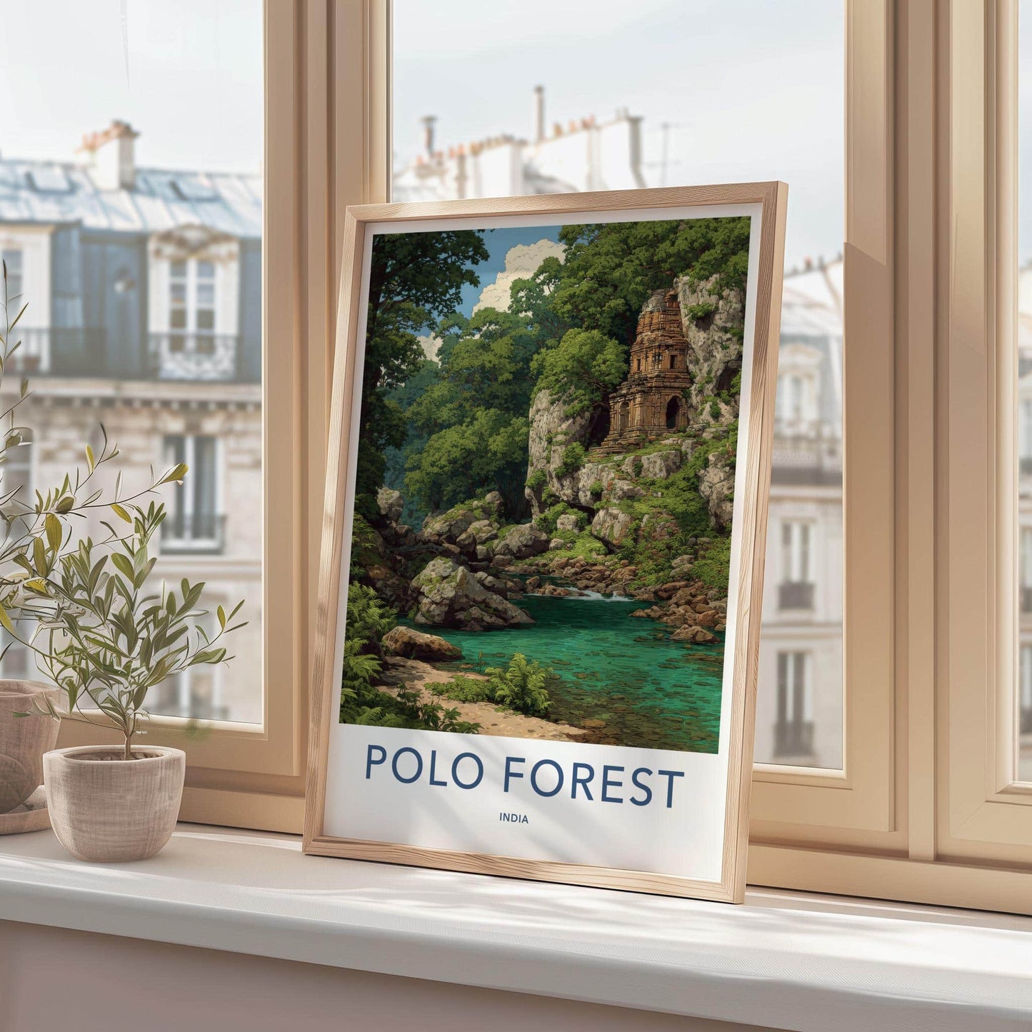Polo Forest Poster - India Travel Art - Gujarat Ancient Temple Home Decor