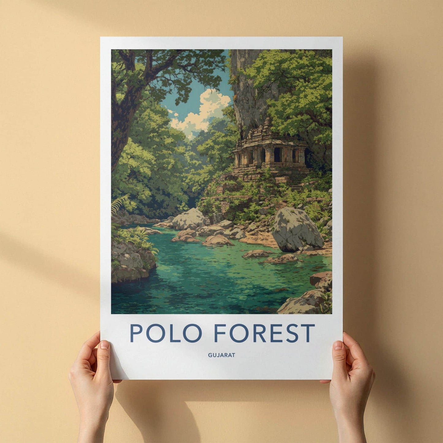 Polo Forest Poster - India Travel Art - Gujarat Forest Temple Home Decor