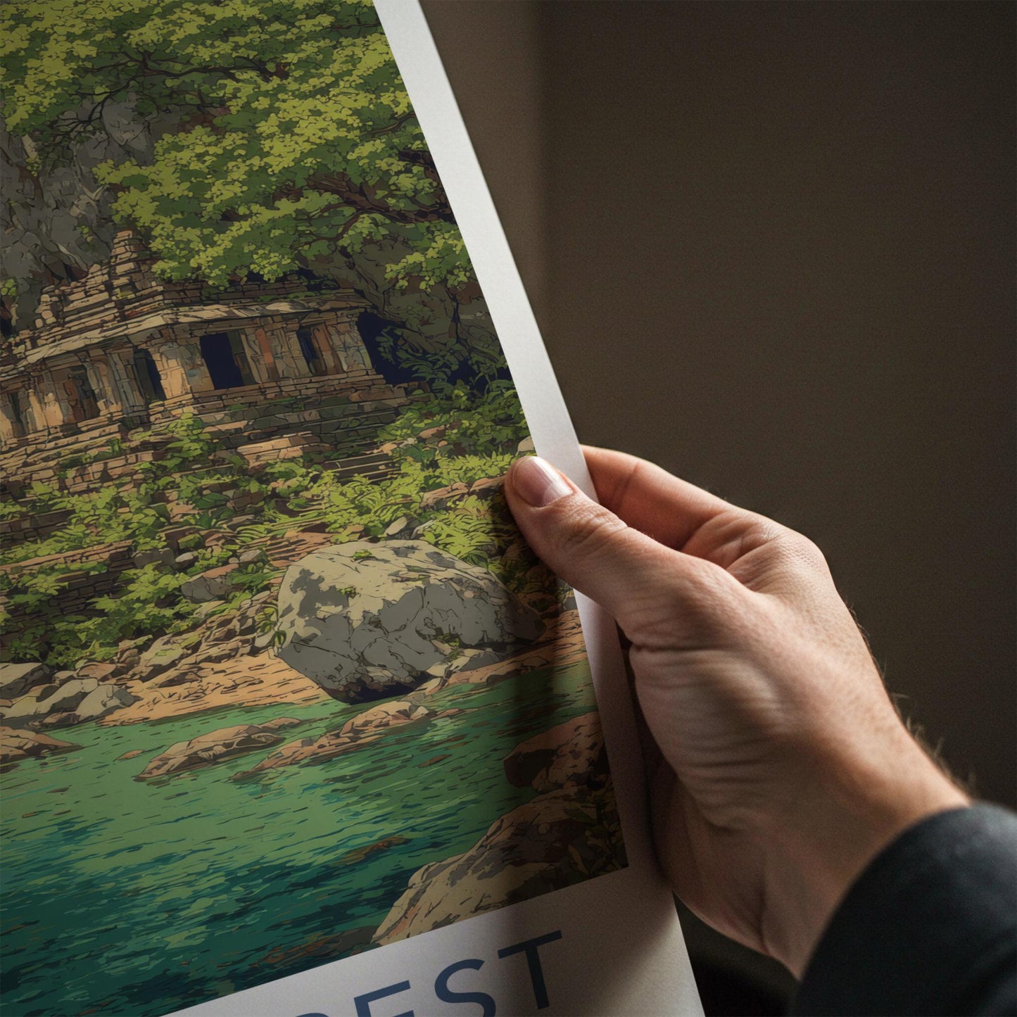 Polo Forest Poster - India Travel Art - Gujarat Forest Temple Home Decor