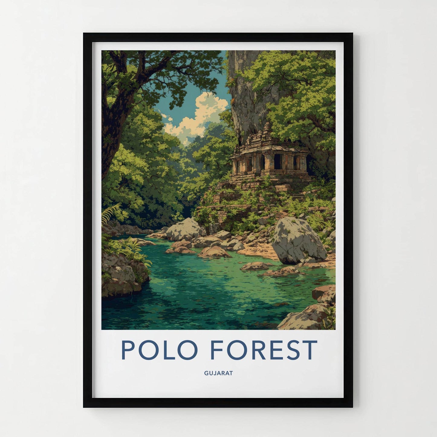 Polo Forest Poster - India Travel Art - Gujarat Forest Temple Home Decor