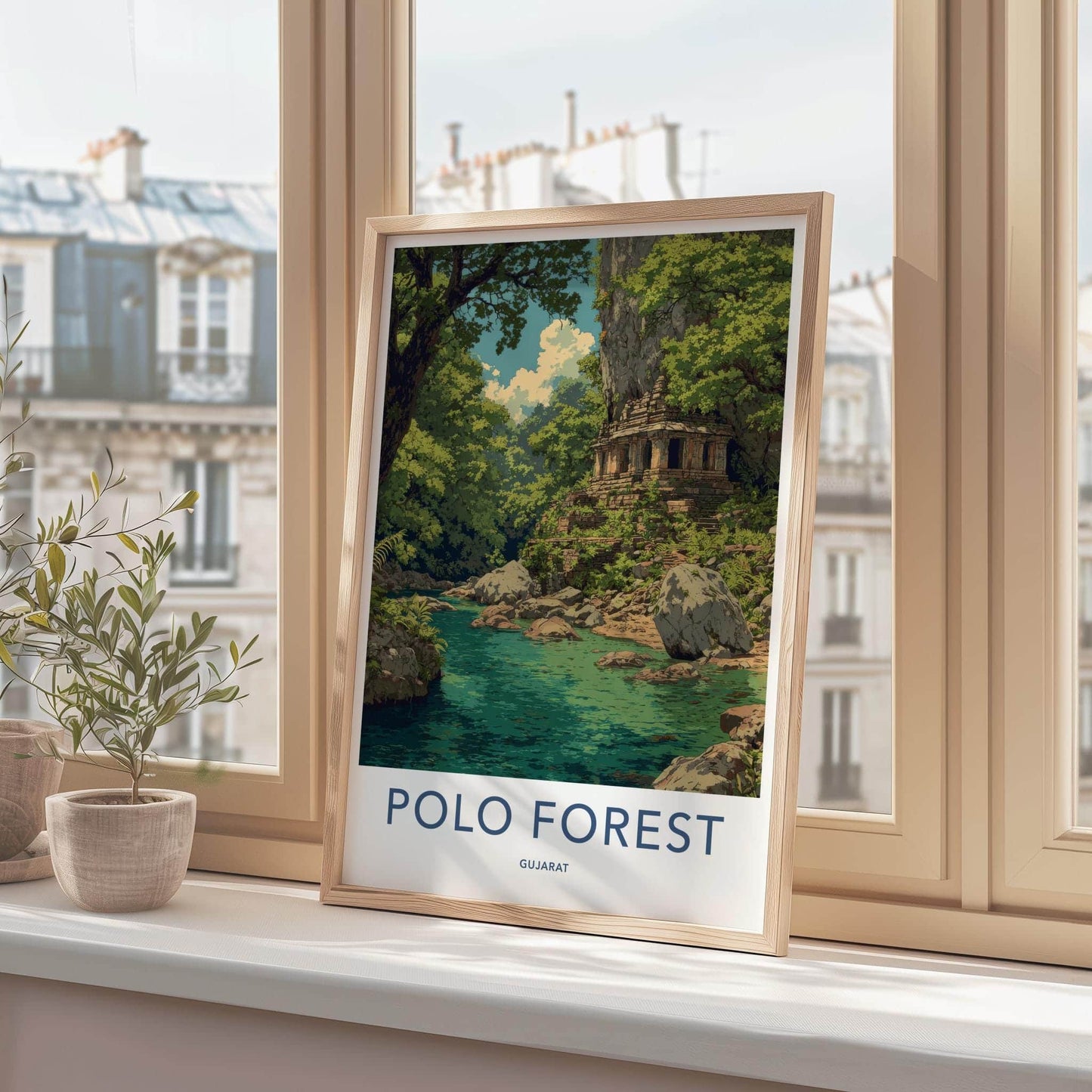 Polo Forest Poster - India Travel Art - Gujarat Forest Temple Home Decor