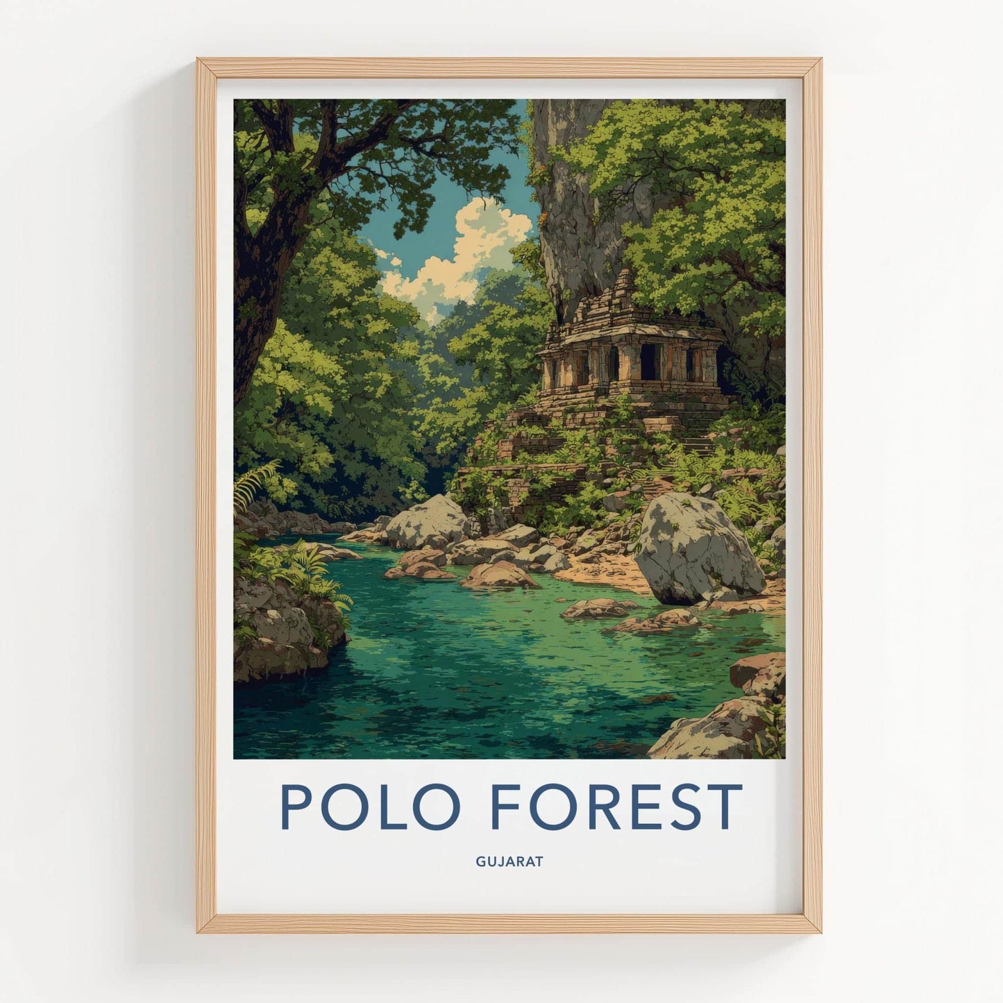 Polo Forest Poster - India Travel Art - Gujarat Forest Temple Home Decor