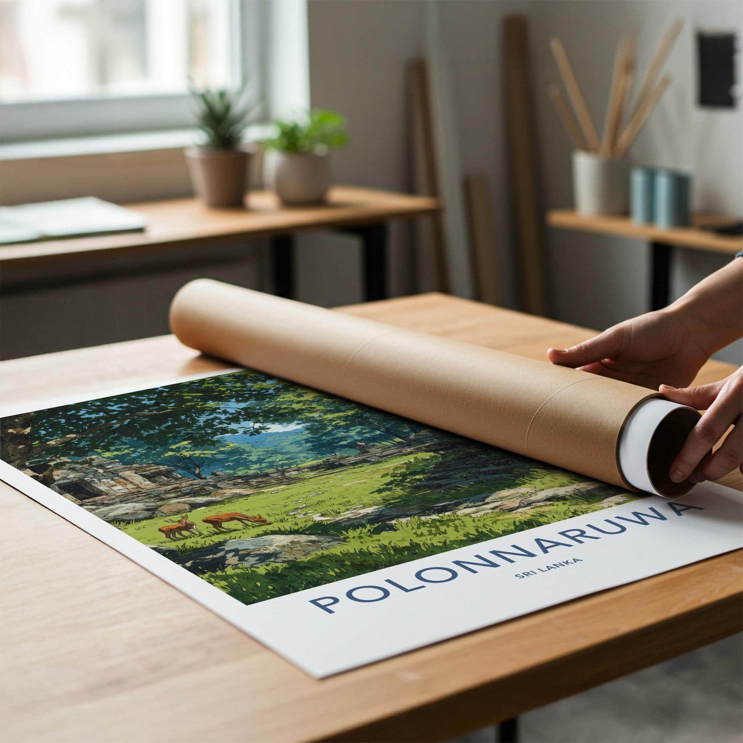 Polonnaruwa Poster - Sri Lanka Travel Art - Ancient Temple Deers Home Decor