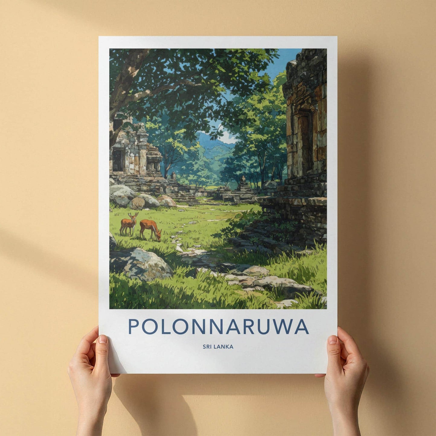 Polonnaruwa Poster - Sri Lanka Travel Art - Ancient Temple Deers Home Decor