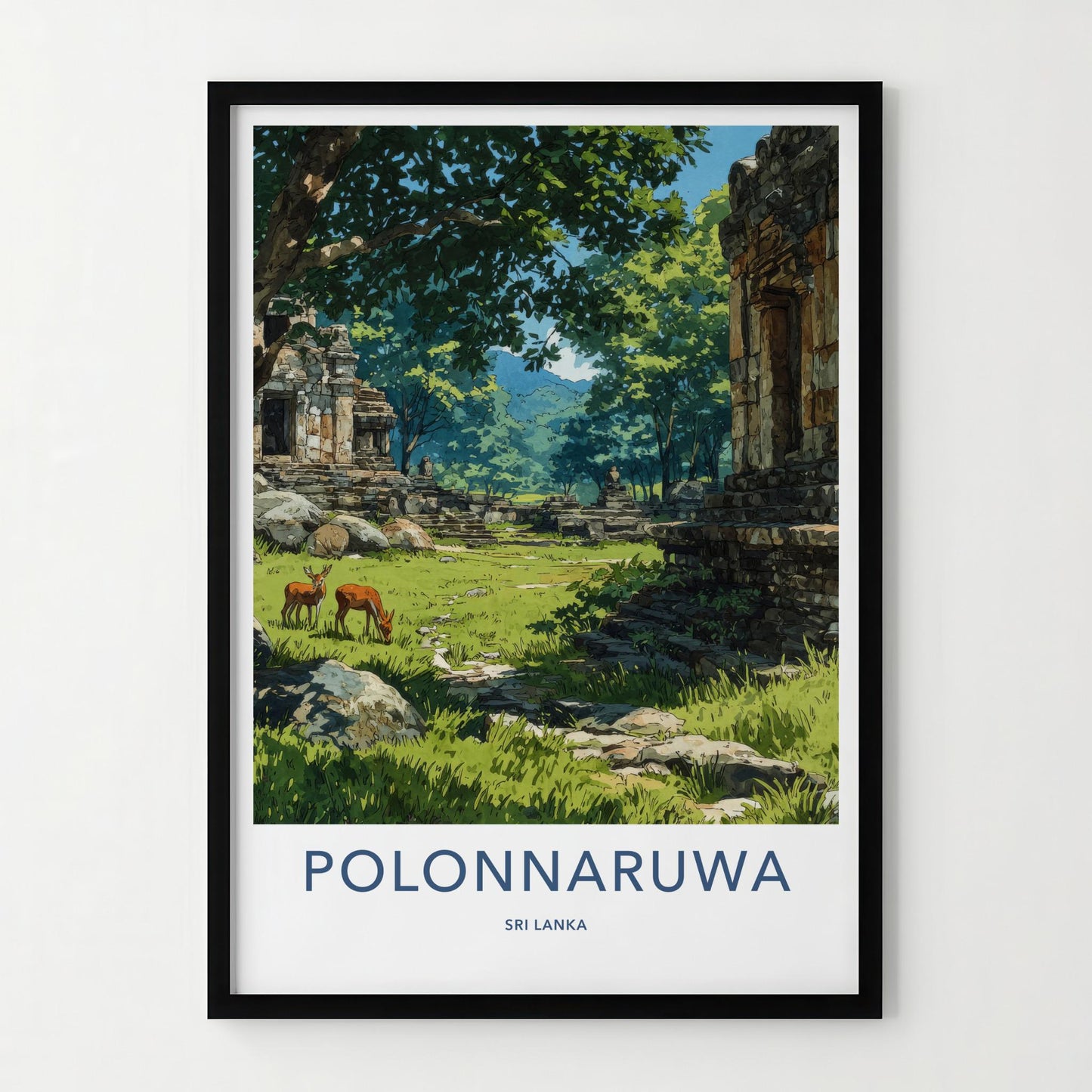 Polonnaruwa Poster - Sri Lanka Travel Art - Ancient Temple Deers Home Decor
