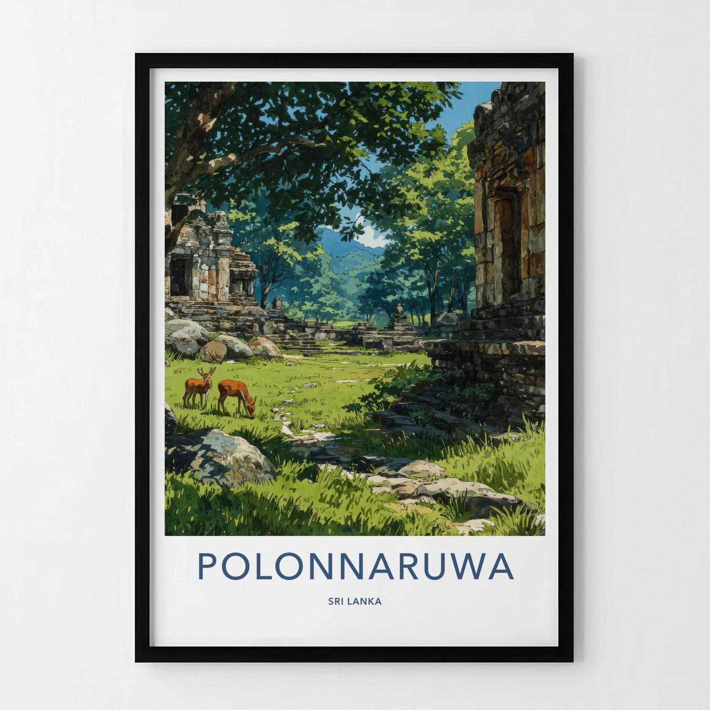 Polonnaruwa Poster - Sri Lanka Travel Art - Ancient Temple Deers Home Decor