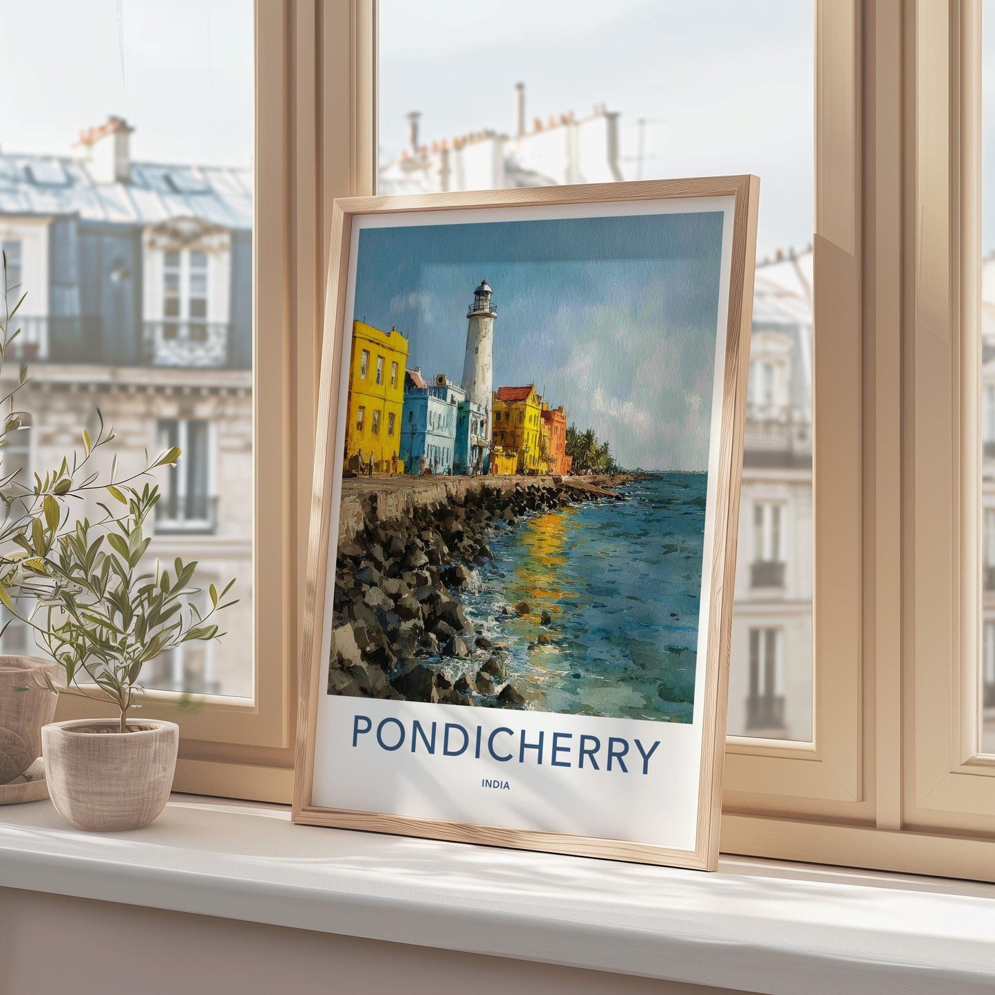Pondicherry Poster - India Art Print - Pondicherry Seaside Lighthouse Home Art