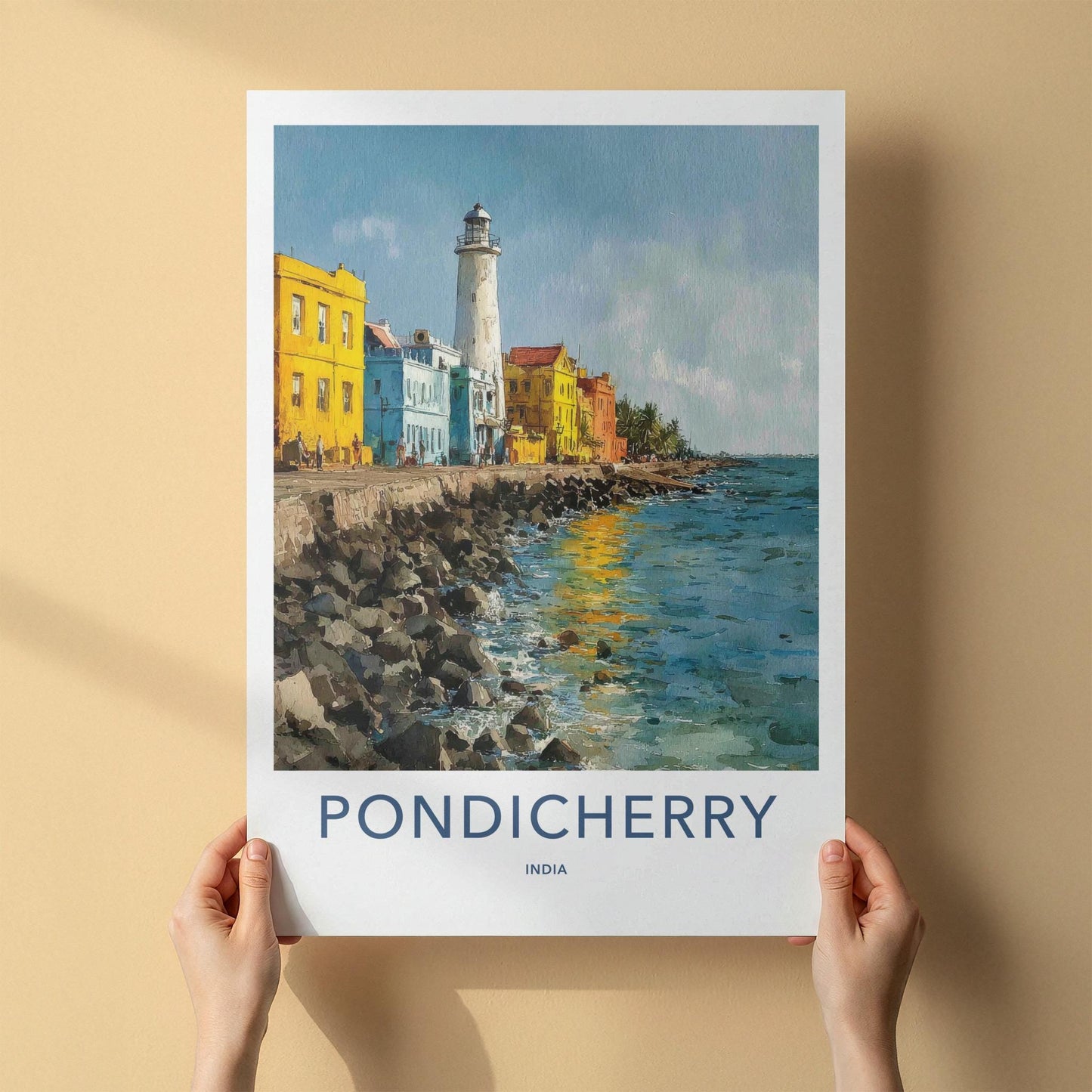 Pondicherry Poster - India Art Print - Pondicherry Seaside Lighthouse Home Art