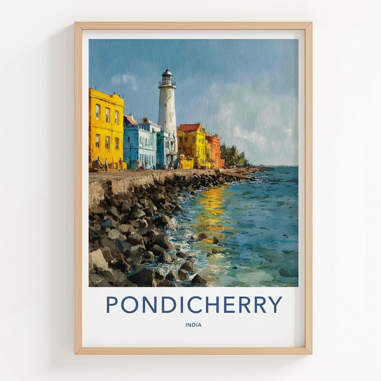 Pondicherry Poster - India Art Print - Pondicherry Seaside Lighthouse Home Art