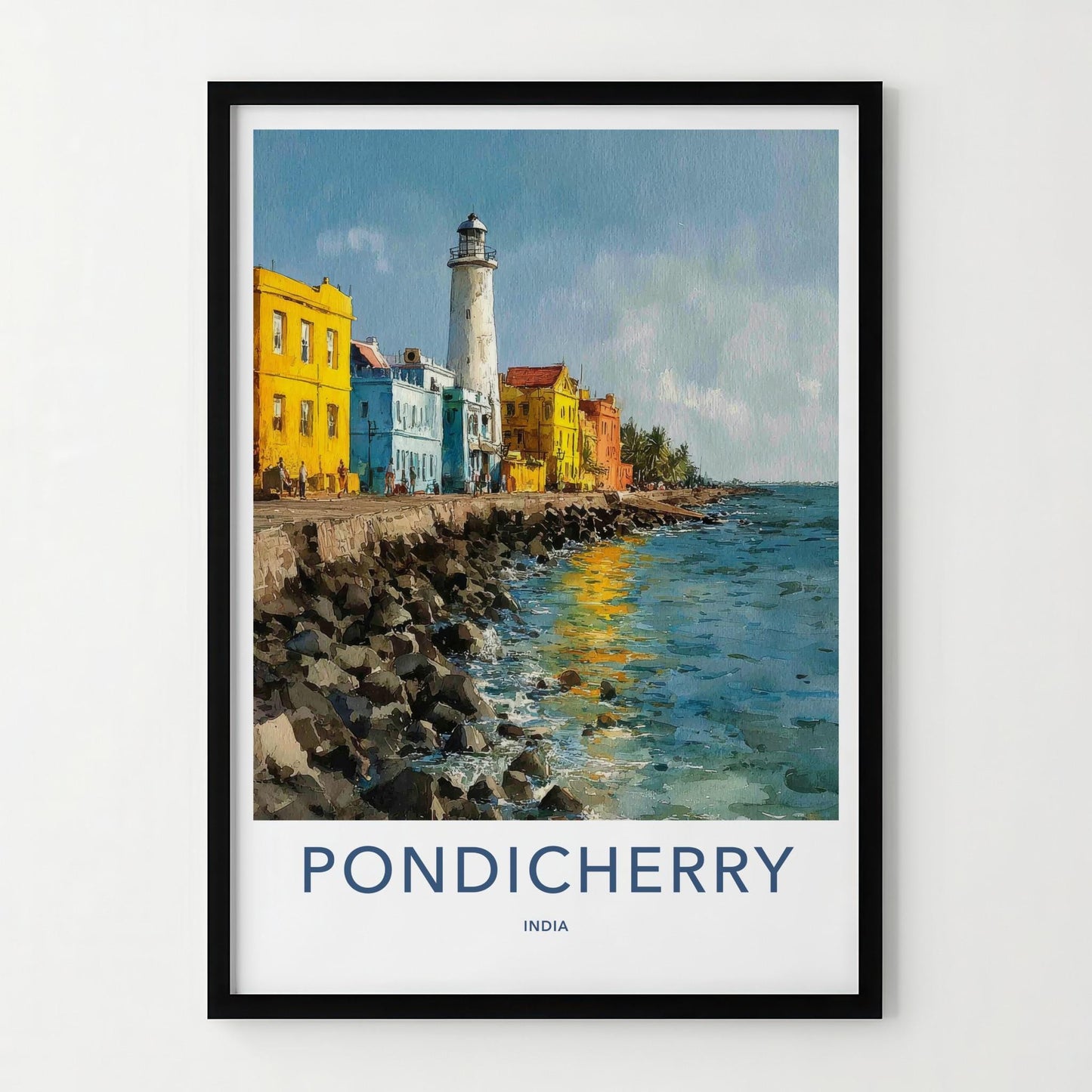 Pondicherry Poster - India Art Print - Pondicherry Seaside Lighthouse Home Art
