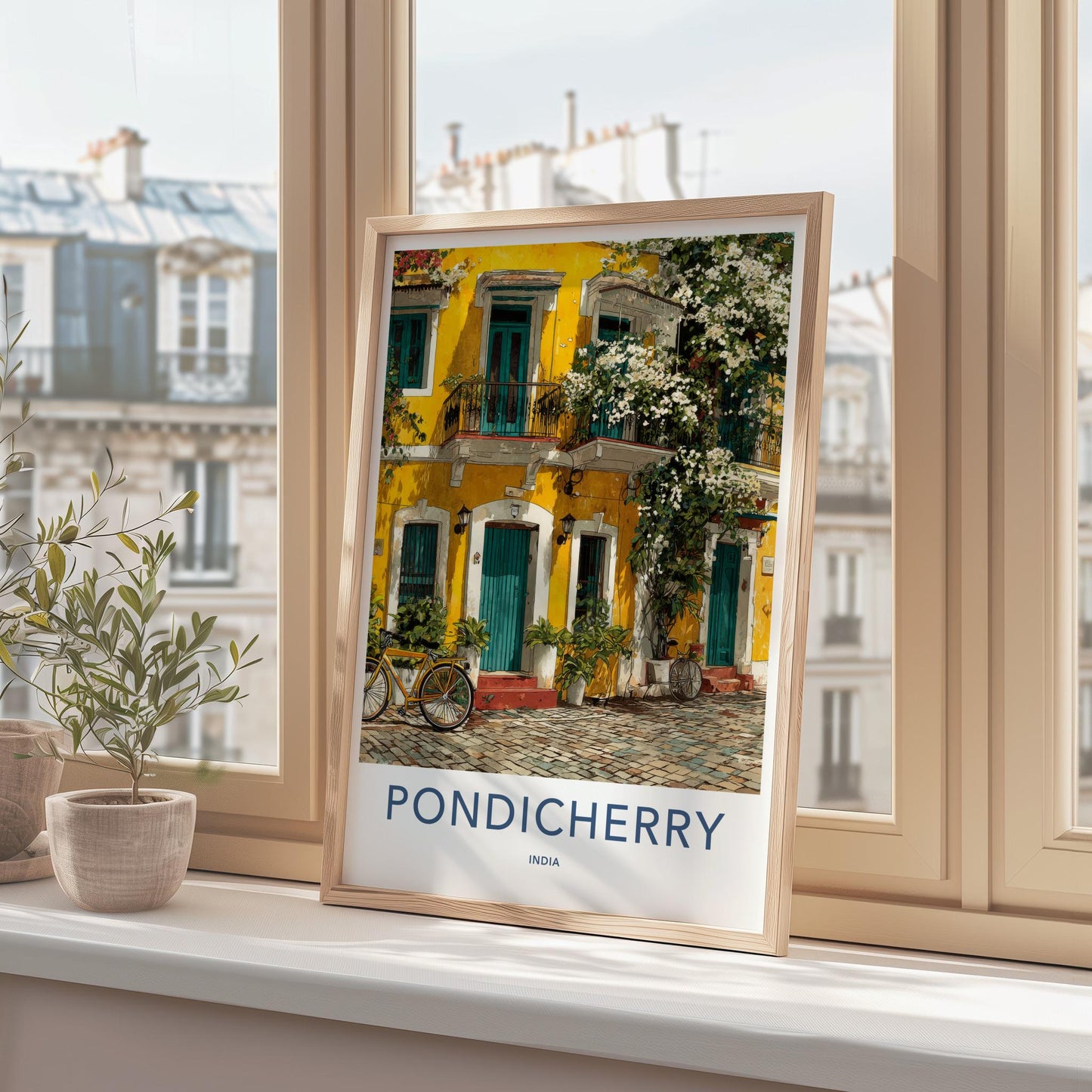 Pondicherry Poster - India Travel Art - Puducherry Vibrant Colonial Charm Wall Decor