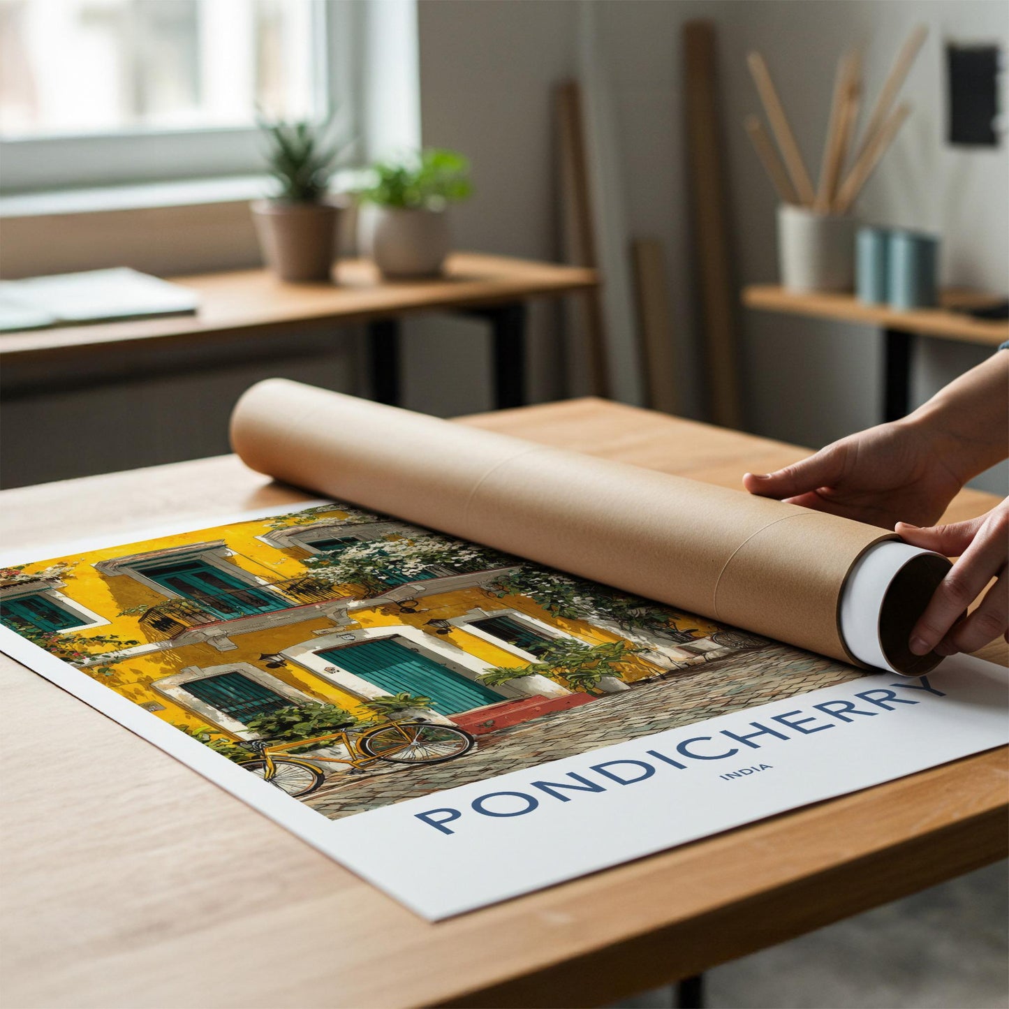 Pondicherry Poster - India Travel Art - Puducherry Vibrant Colonial Charm Wall Decor