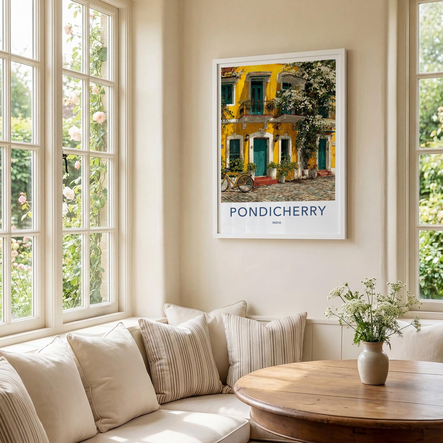 Pondicherry Poster - India Travel Art - Puducherry Vibrant Colonial Charm Wall Decor