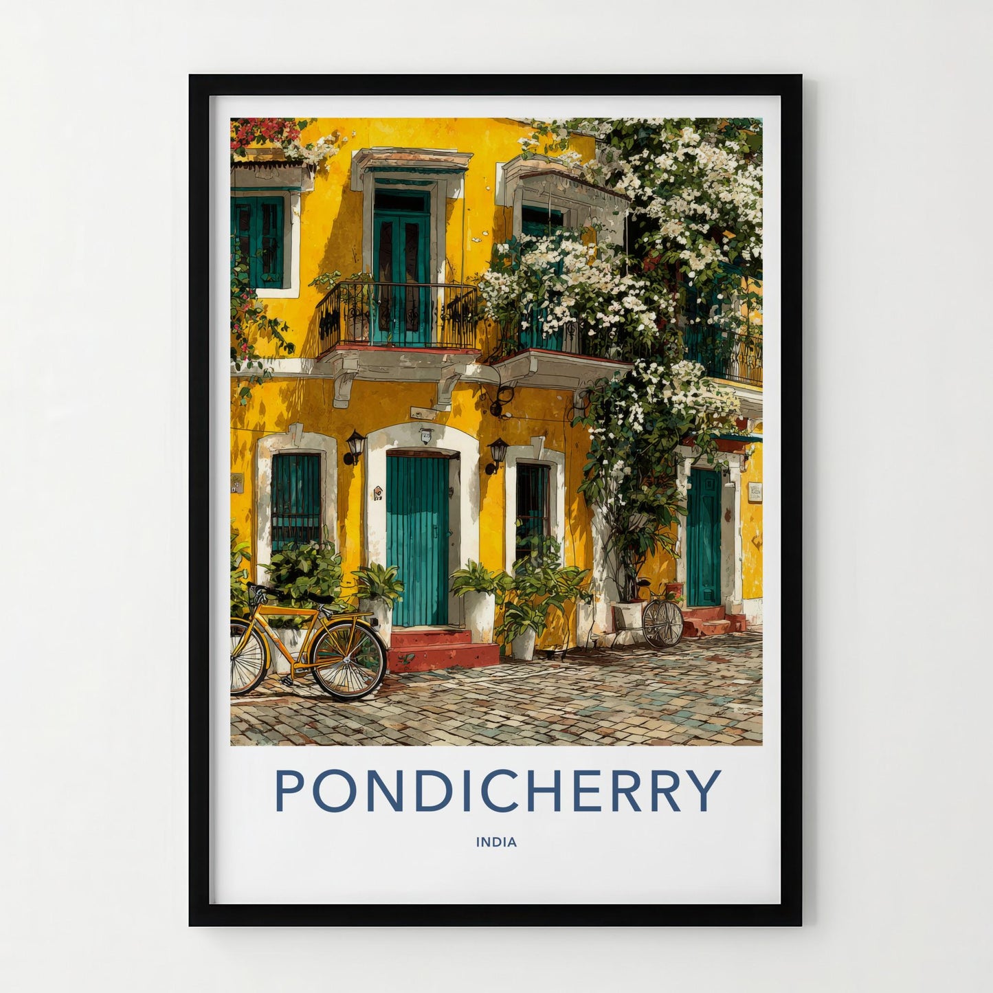 Pondicherry Poster - India Travel Art - Puducherry Vibrant Colonial Charm Wall Decor