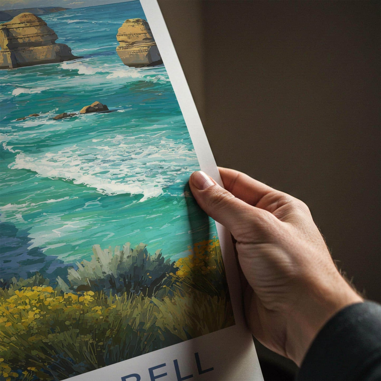 Port Campbell Poster - Australia Travel Art - Coastal Cliffs Waves Wall Decor