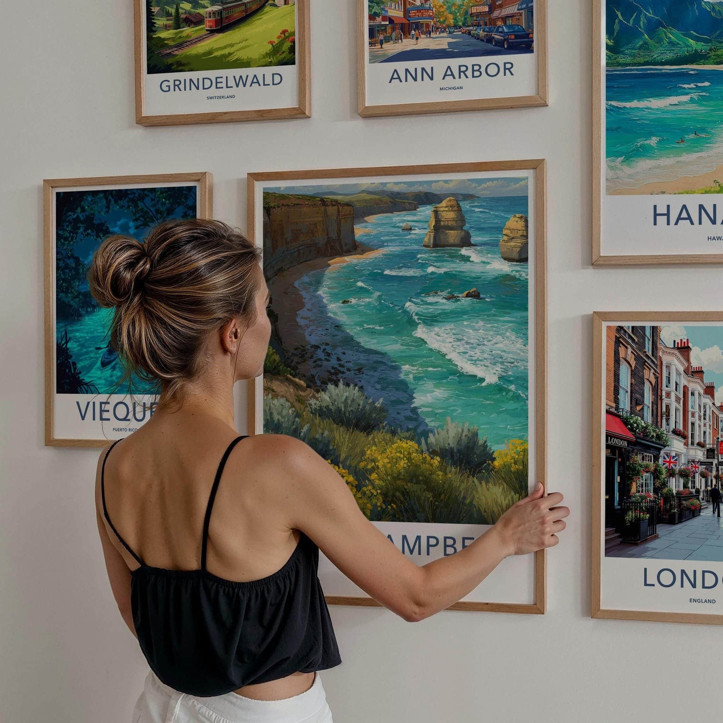 Port Campbell Poster - Australia Travel Art - Coastal Cliffs Waves Wall Decor
