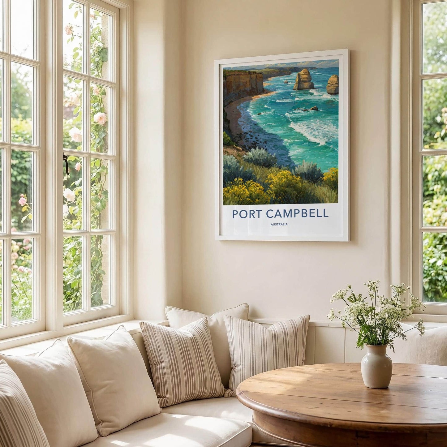 Port Campbell Poster - Australia Travel Art - Coastal Cliffs Waves Wall Decor
