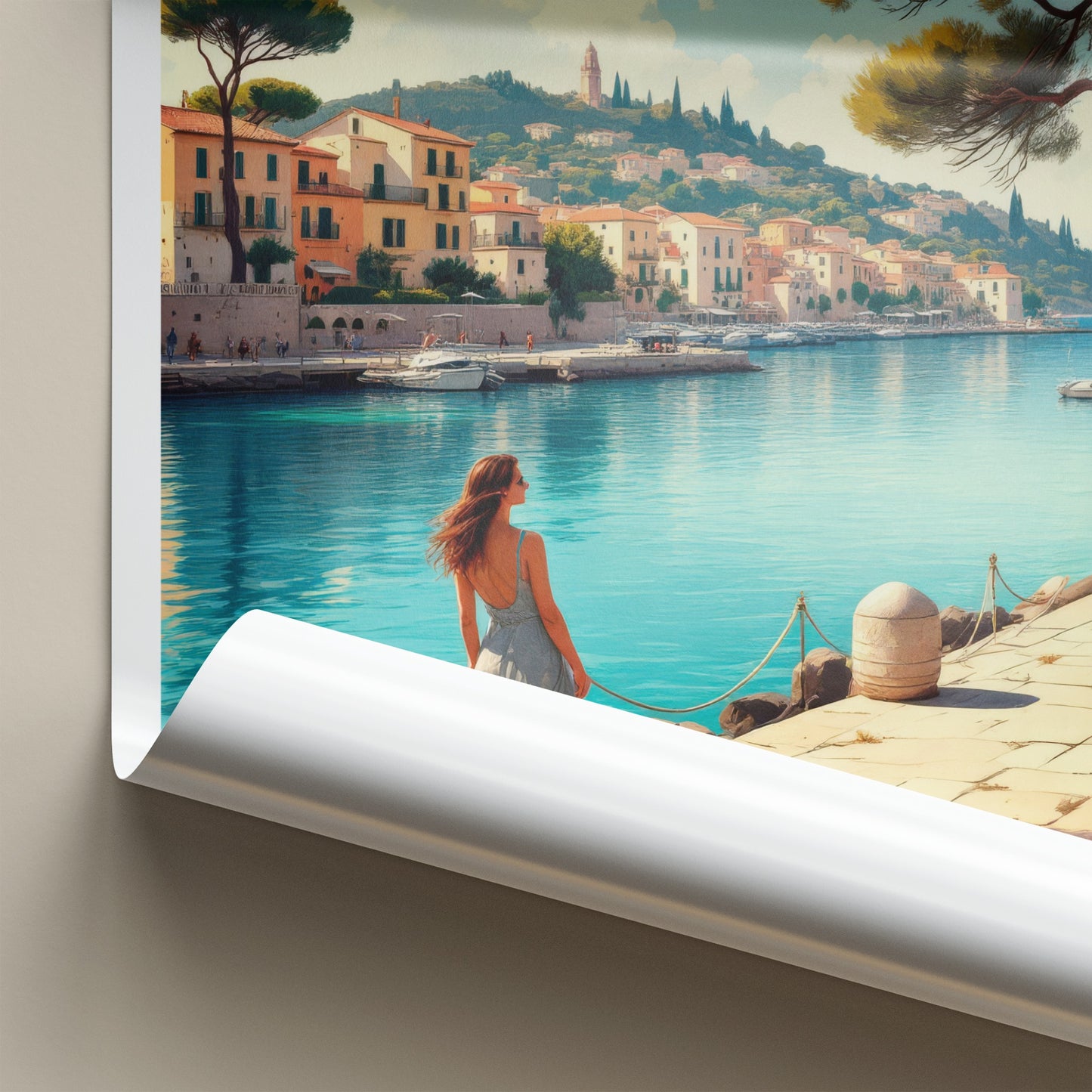 Port De Soller Poster - Spain Travel Art - Coastal Town Scene Home Decor
