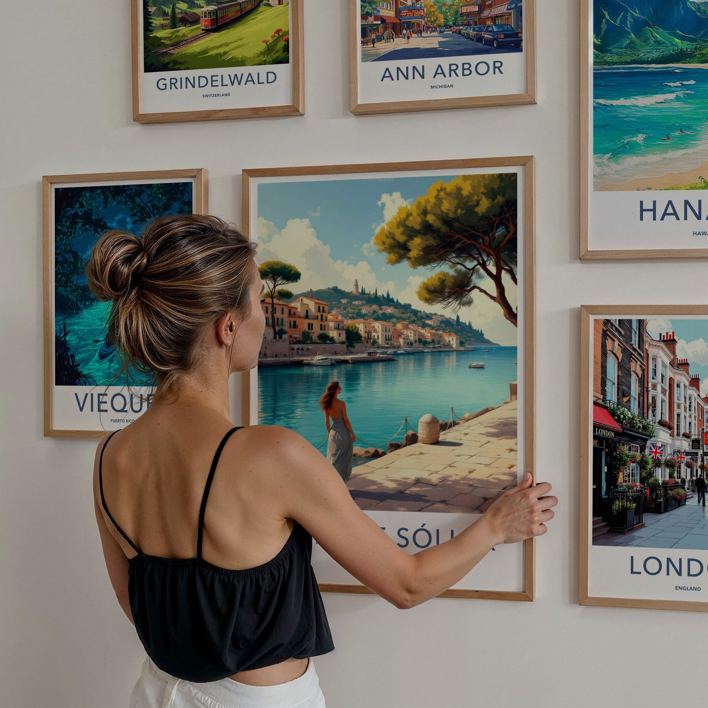 Port De Soller Poster - Spain Travel Art - Coastal Town Scene Home Decor