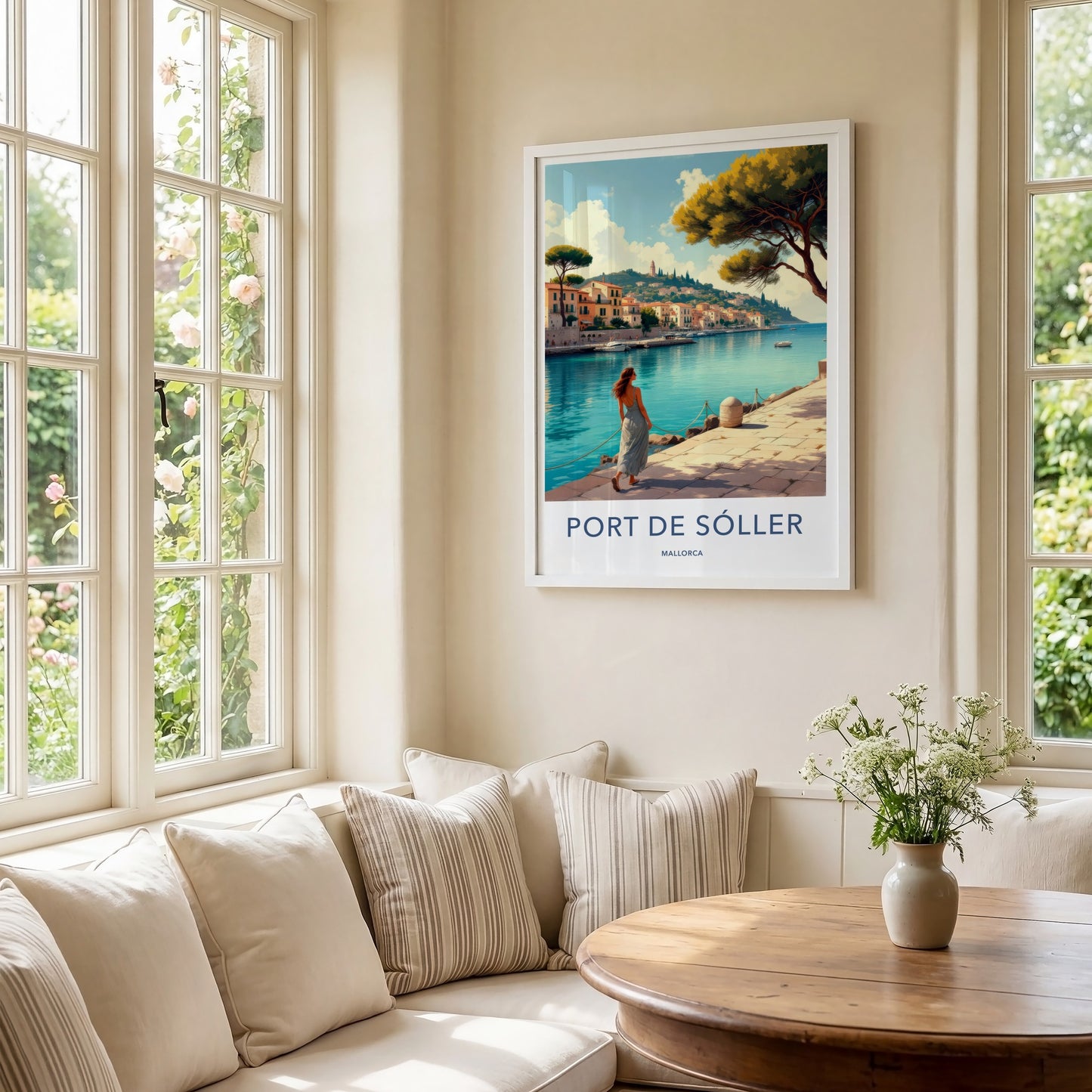 Port De Soller Poster - Spain Travel Art - Coastal Town Scene Home Decor