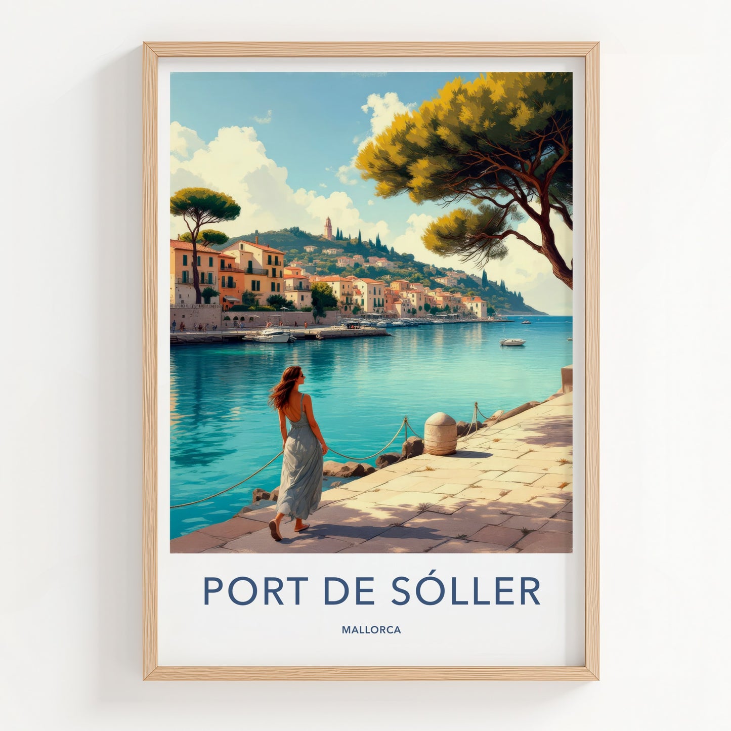 Port De Soller Poster - Spain Travel Art - Coastal Town Scene Home Decor