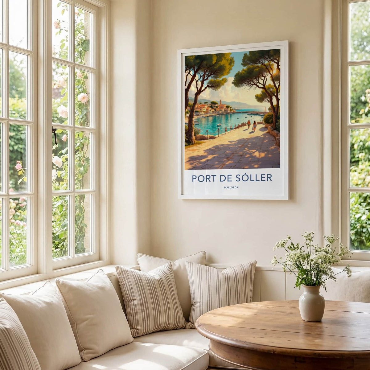 Port De Soller Poster - Spain Travel Art - Mediterranean Harbor View Home Decor