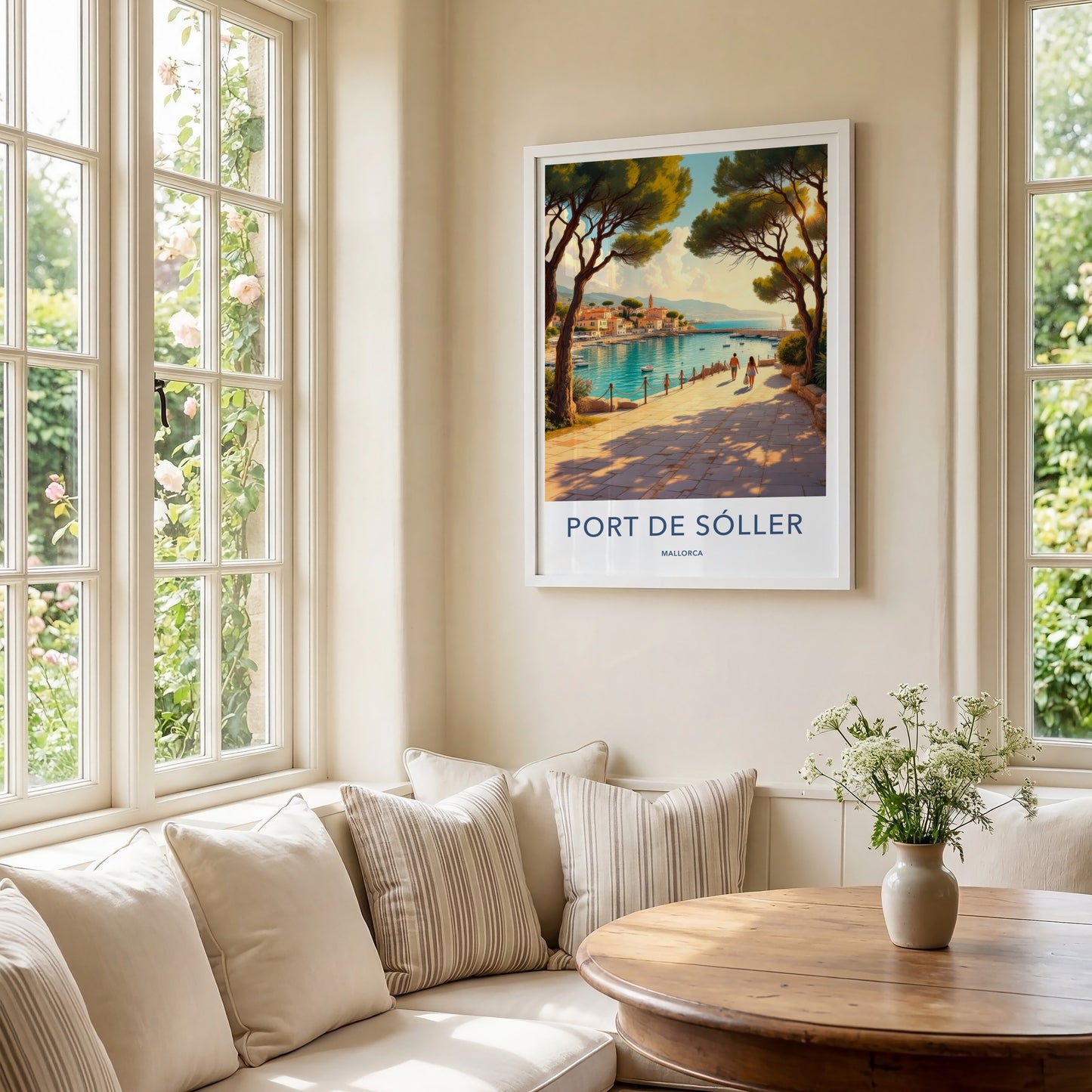 Port De Soller Poster - Spain Travel Art - Mediterranean Harbor View Home Decor