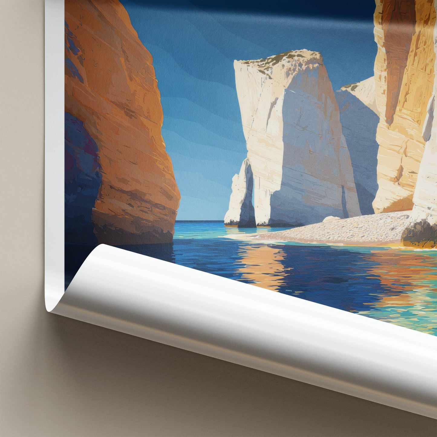 Porto Katsiki Poster - Greece Travel Art - White Cliffs Beach Home Decor