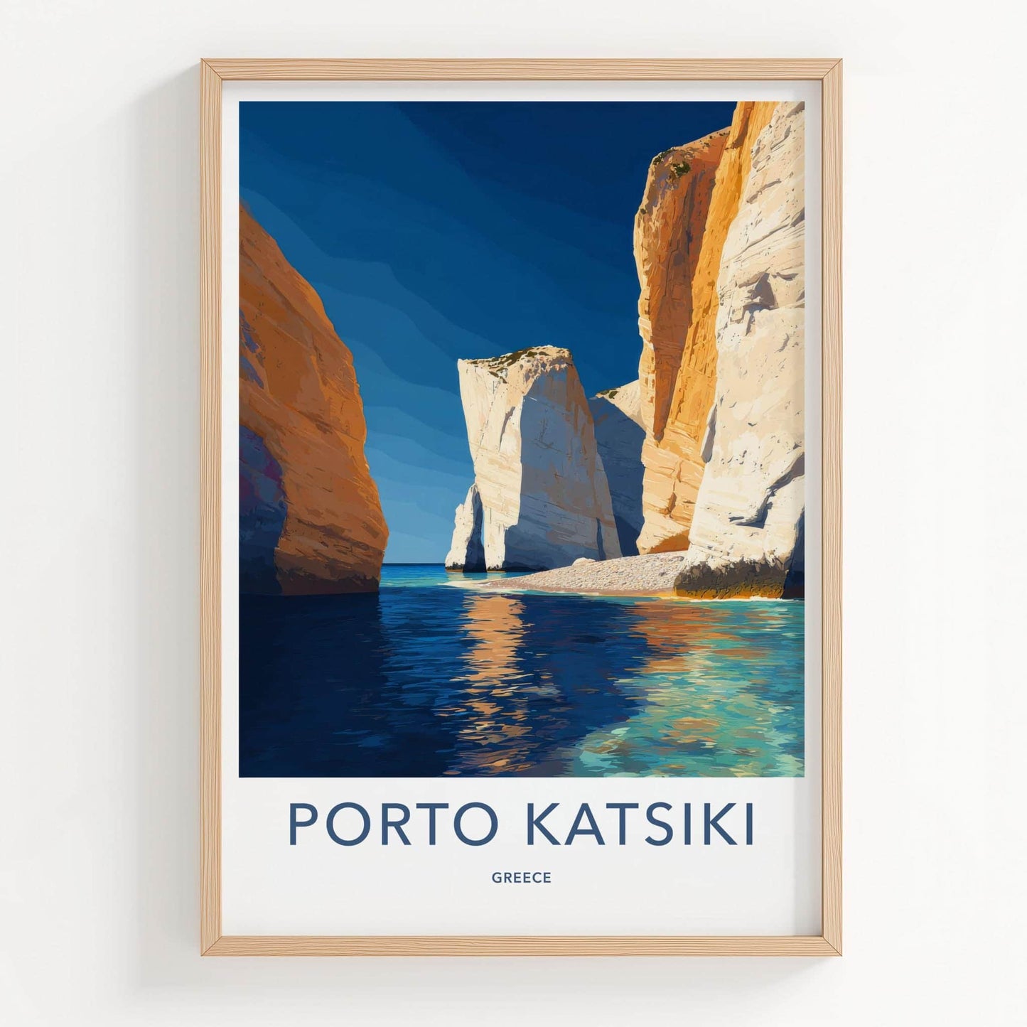 Porto Katsiki Poster - Greece Travel Art - White Cliffs Beach Home Decor