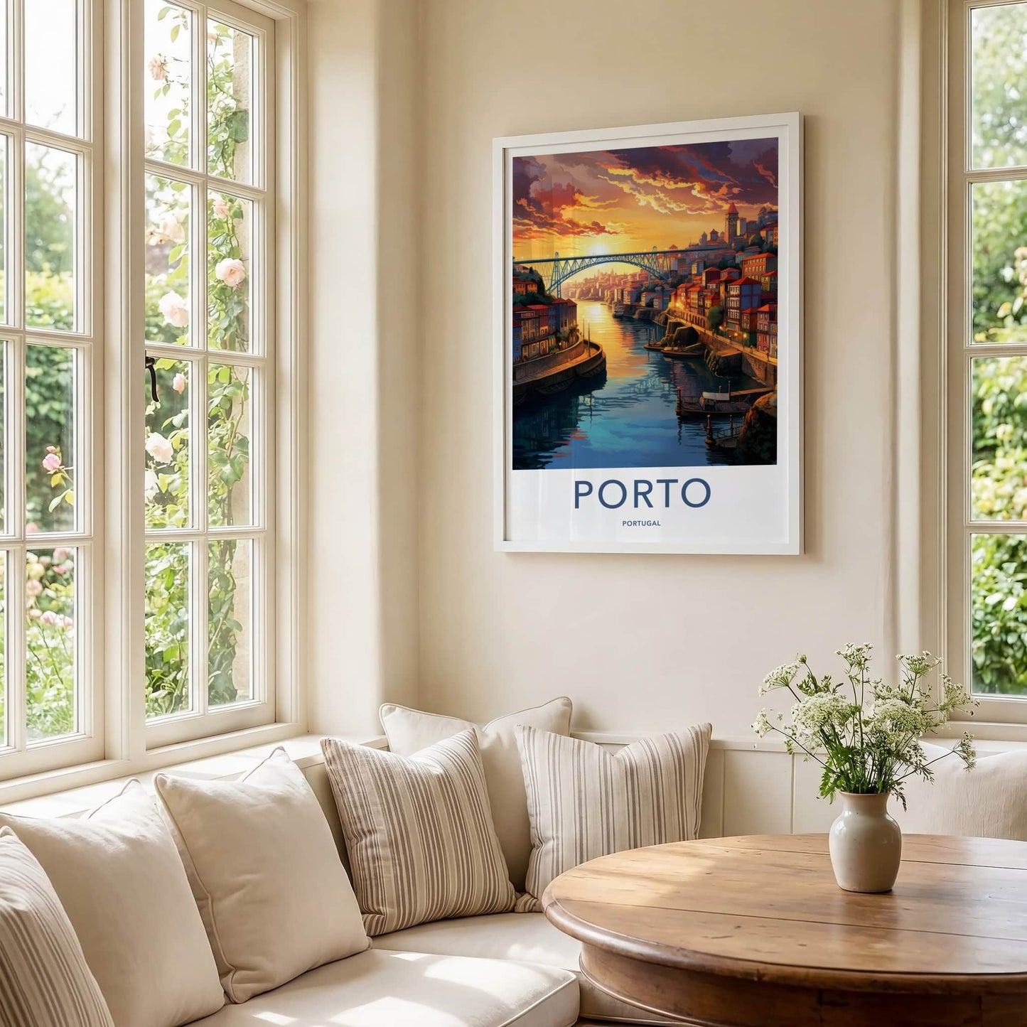 Porto Poster - Portugal Travel Art - Vibrant City Sunset Wall Decor