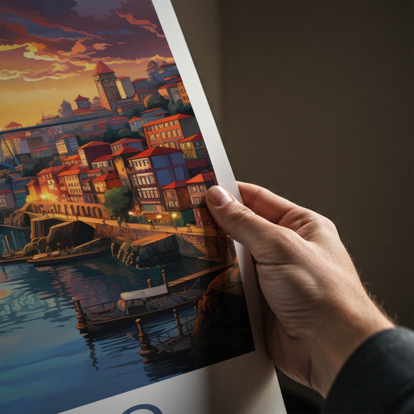 Porto Poster - Portugal Travel Art - Vibrant City Sunset Wall Decor