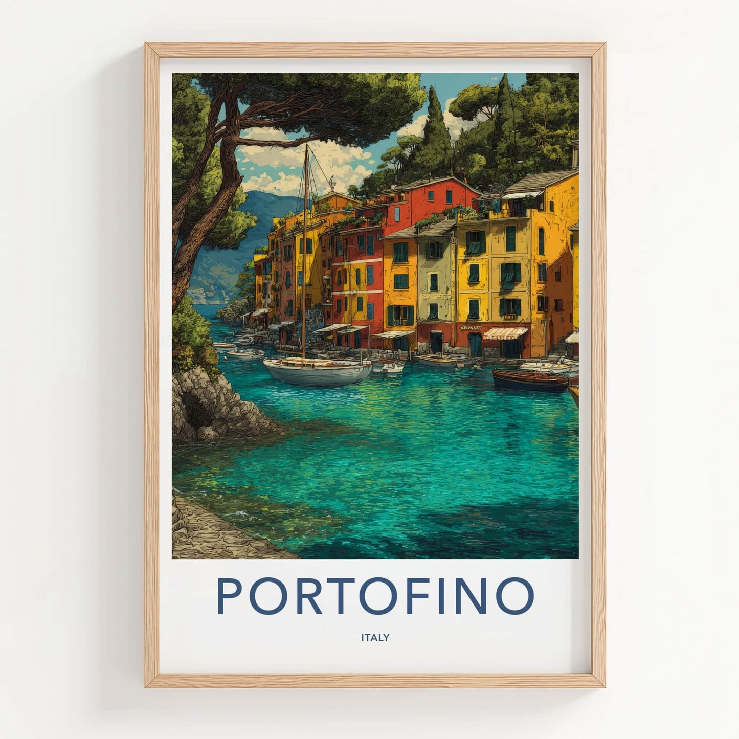Portofino Poster - Italy Travel Print - Colorful Harbor Boats Gallery Art