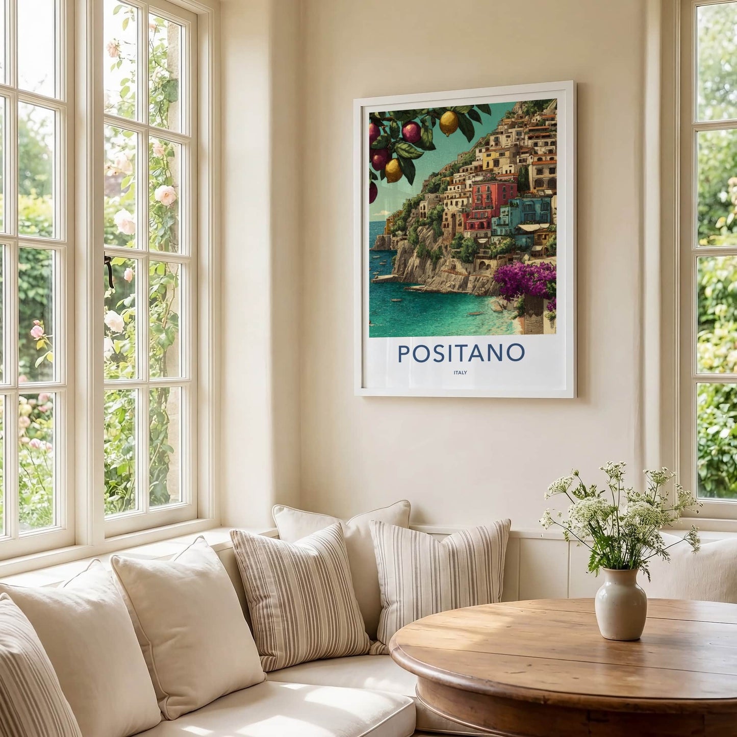 Positano Poster - Italy Travel Art - Coastal Village Lemons Gallery Art