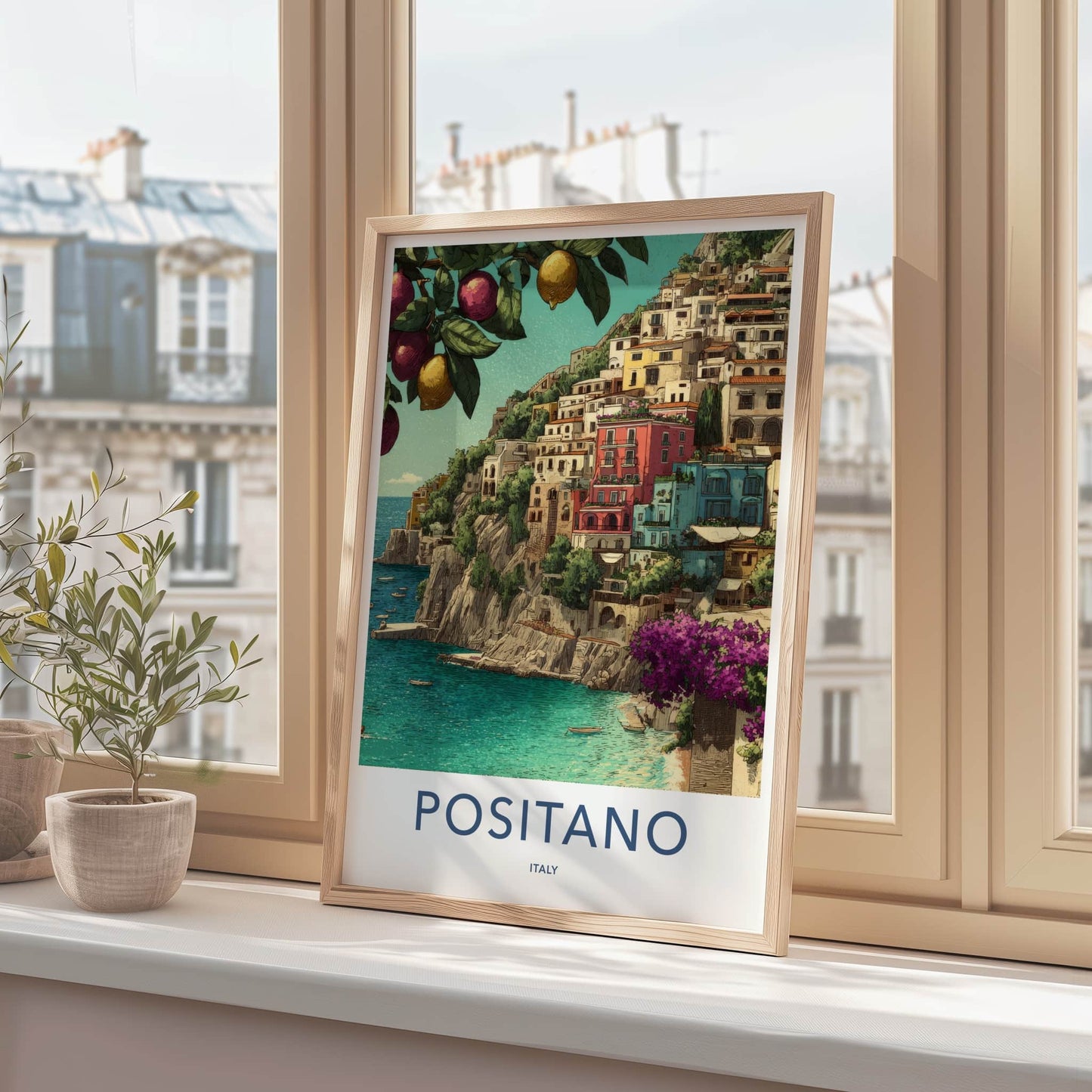 Positano Poster - Italy Travel Art - Coastal Village Lemons Gallery Art