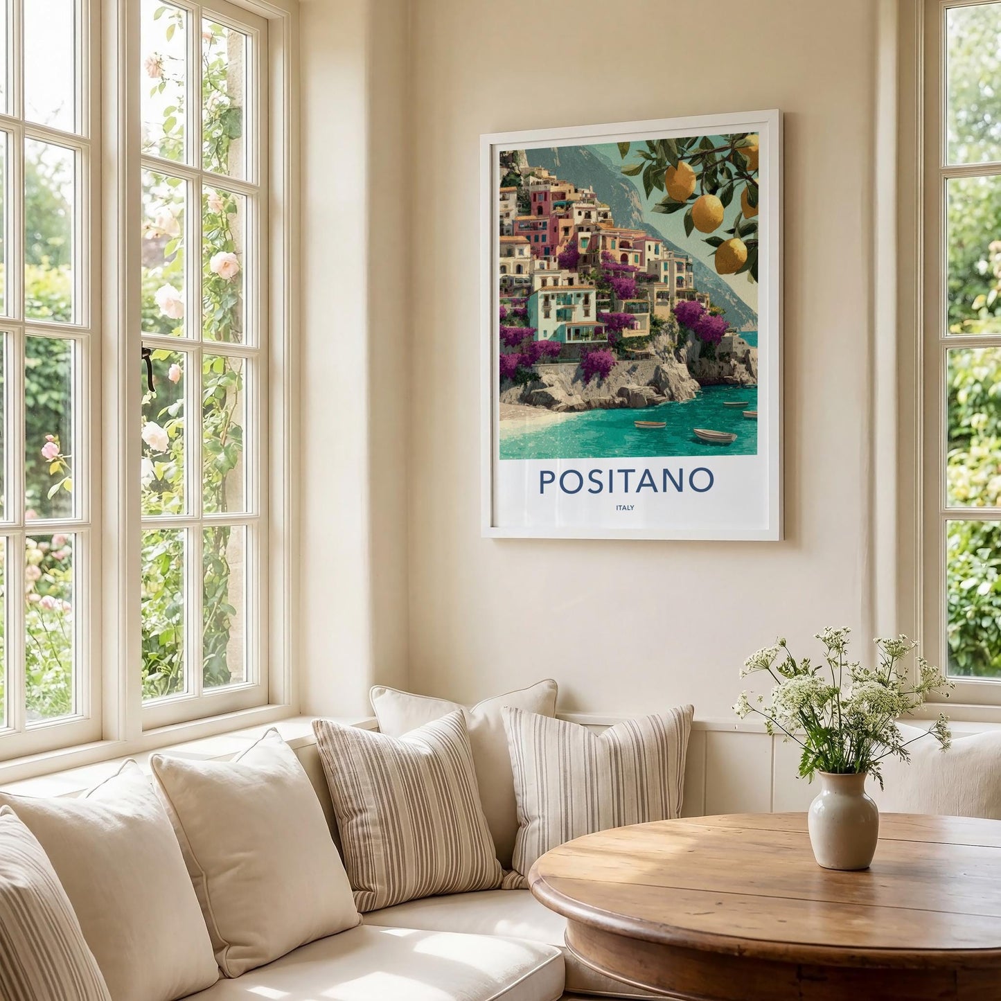Positano Poster - Italy Travel Art - Colorful Cliffside Village Home Decor