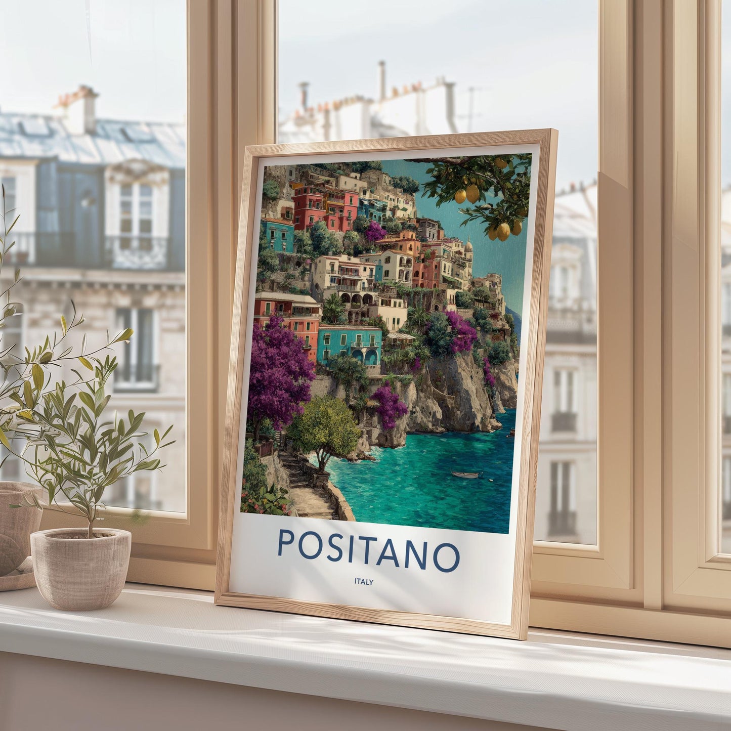 Positano Poster - Italy Travel Art - Vibrant Cliffside Village Home Decor