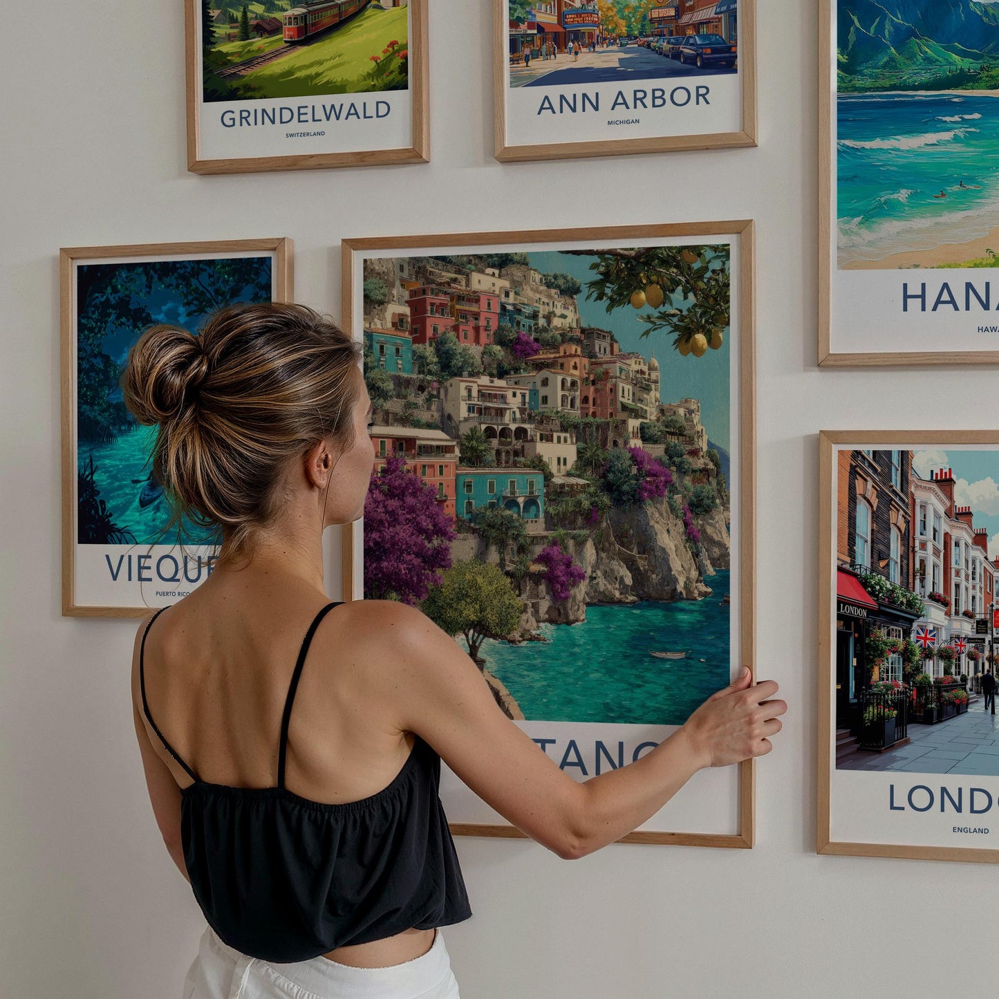 Positano Poster - Italy Travel Art - Vibrant Cliffside Village Home Decor