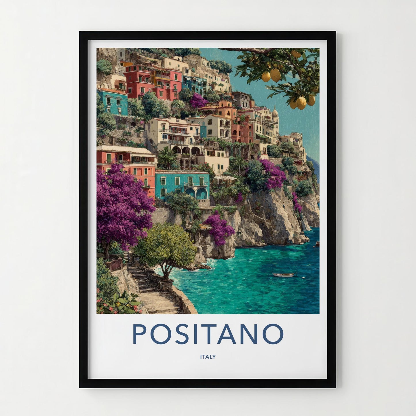 Positano Poster - Italy Travel Art - Vibrant Cliffside Village Home Decor