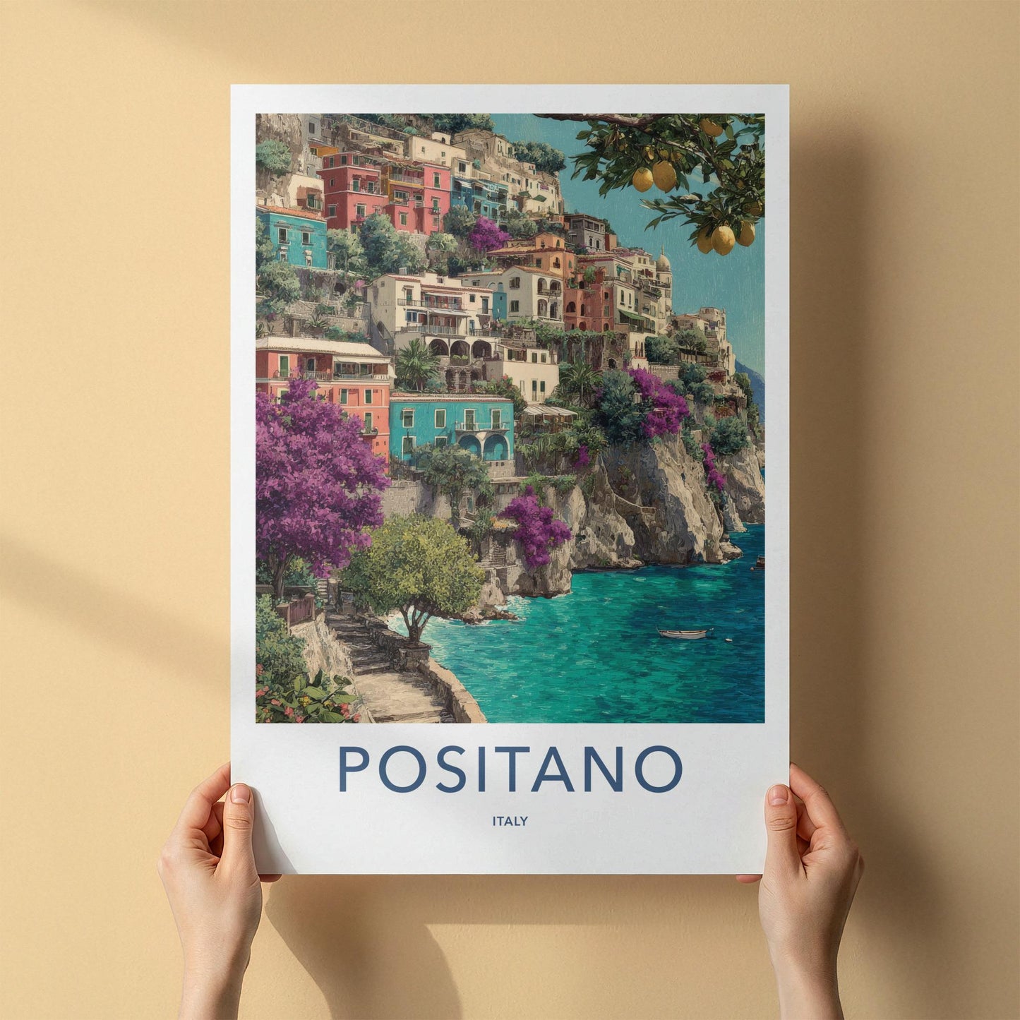 Positano Poster - Italy Travel Art - Vibrant Cliffside Village Home Decor