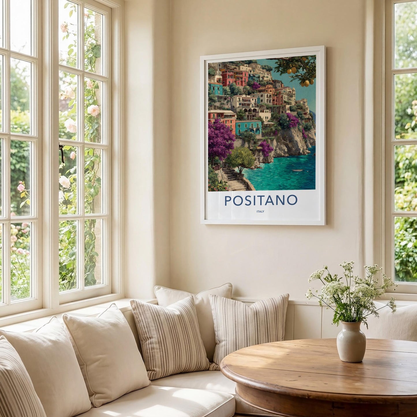 Positano Poster - Italy Travel Art - Vibrant Cliffside Village Home Decor